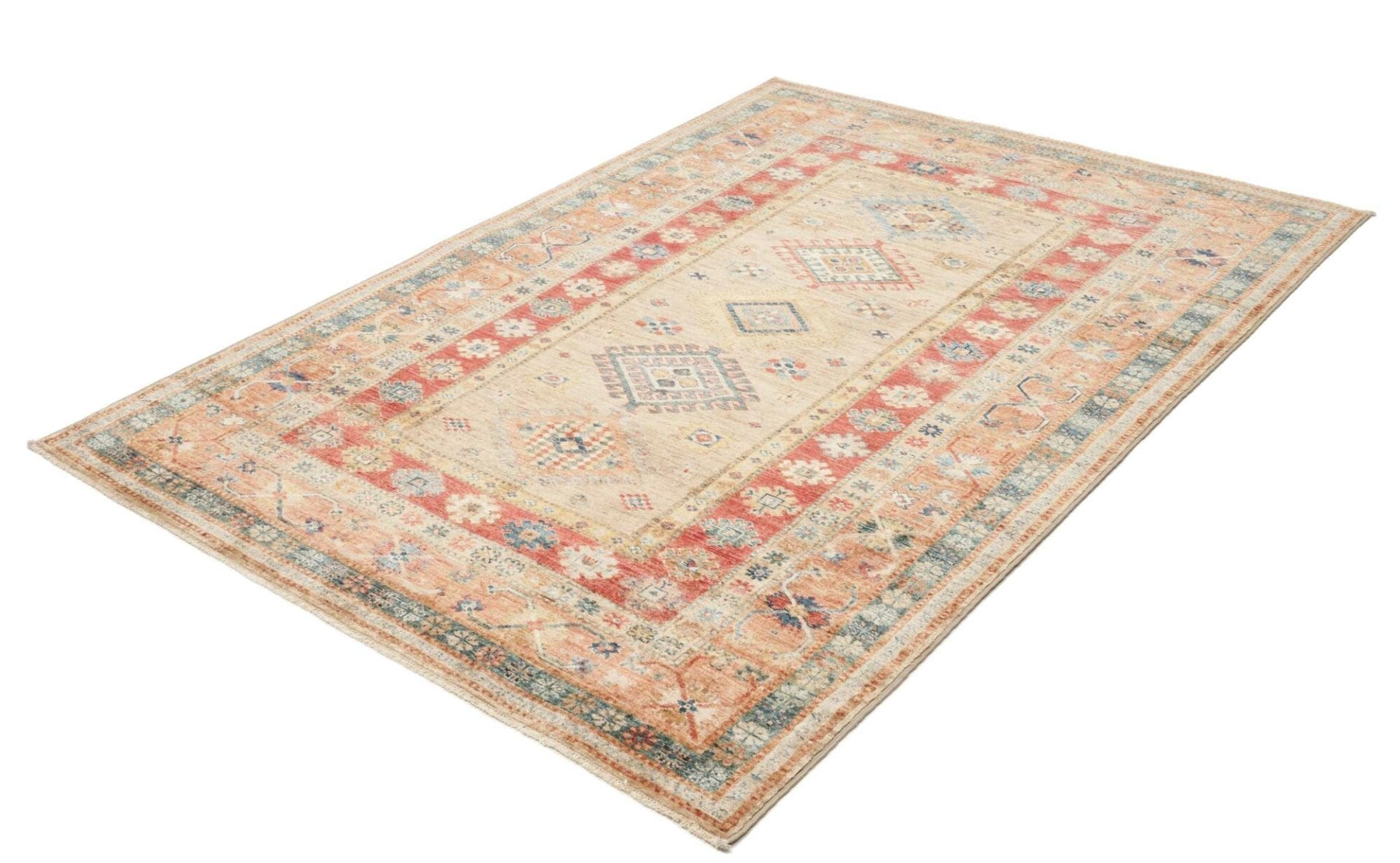 Kazak Teppich 153 x 208cm, geometrische Muster, handgeknüpft