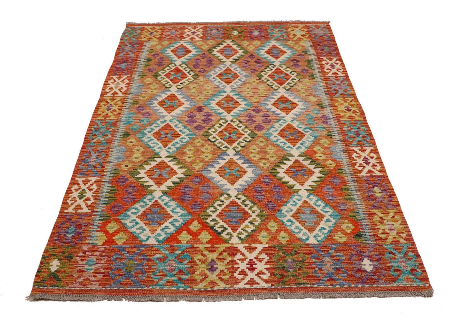 Kelim Teppich 130 x 194 cm, handgewebt, rustikales Flair, Wolle