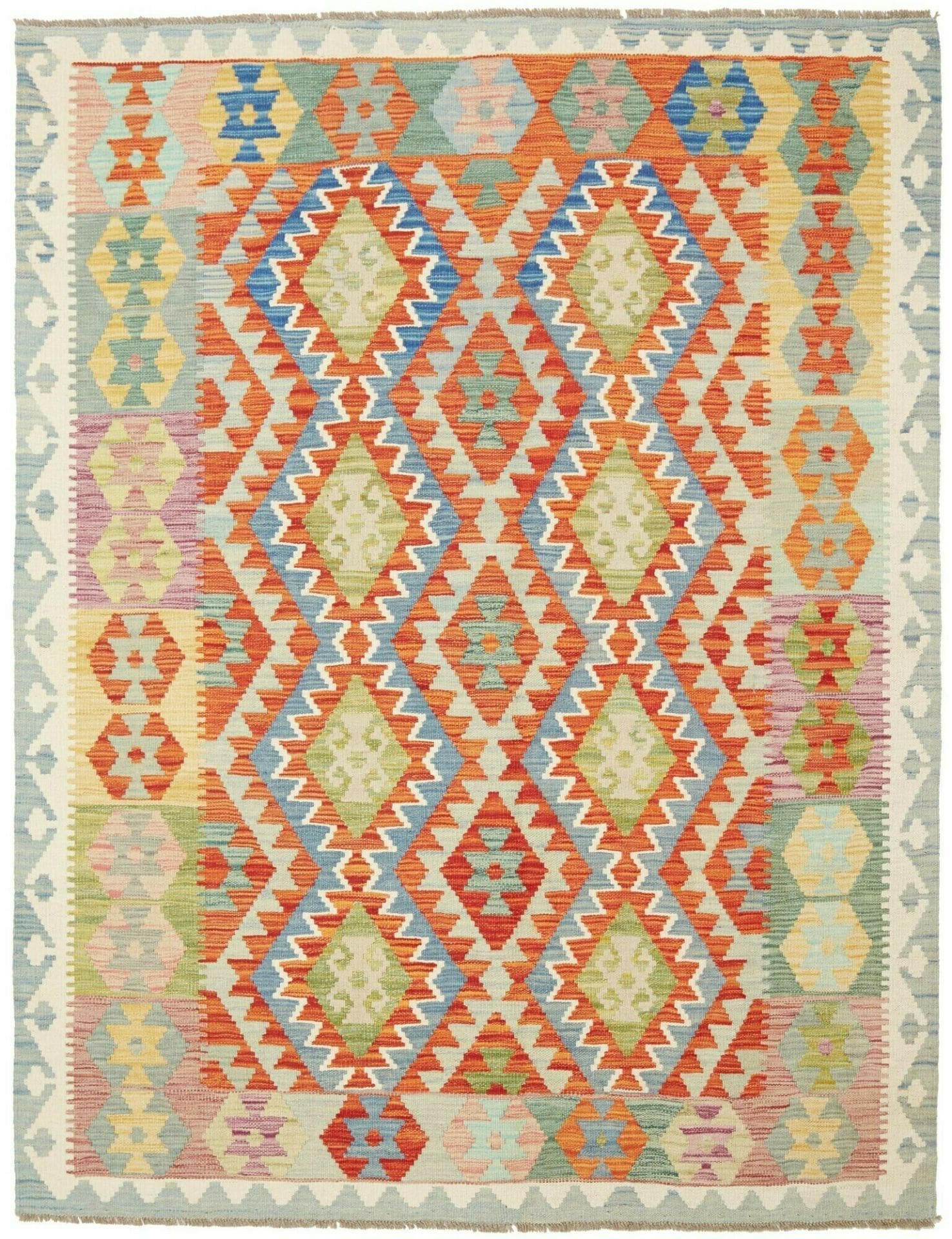 Kelim Teppich 157 x 197 cm aus Schurwolle, handgewebt, rustikal