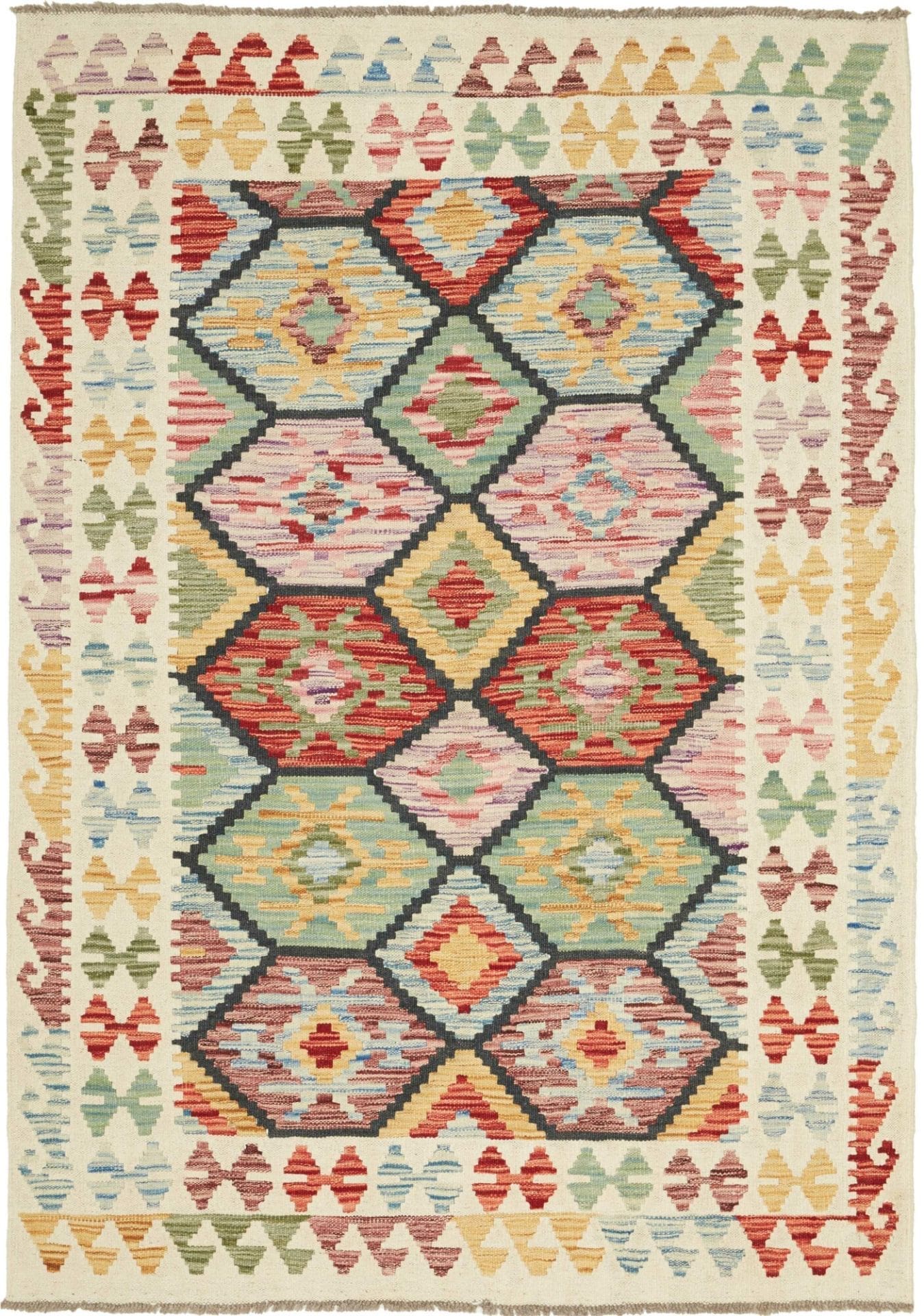 Orientteppich Kelim 132 x 181 cm aus Schurwolle, handgewebt