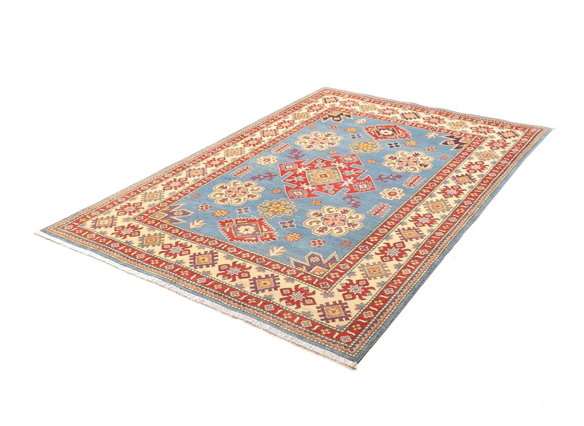 Kazak Orientteppich 152 x 210 cm, geometrisches Muster, handgeknüpft