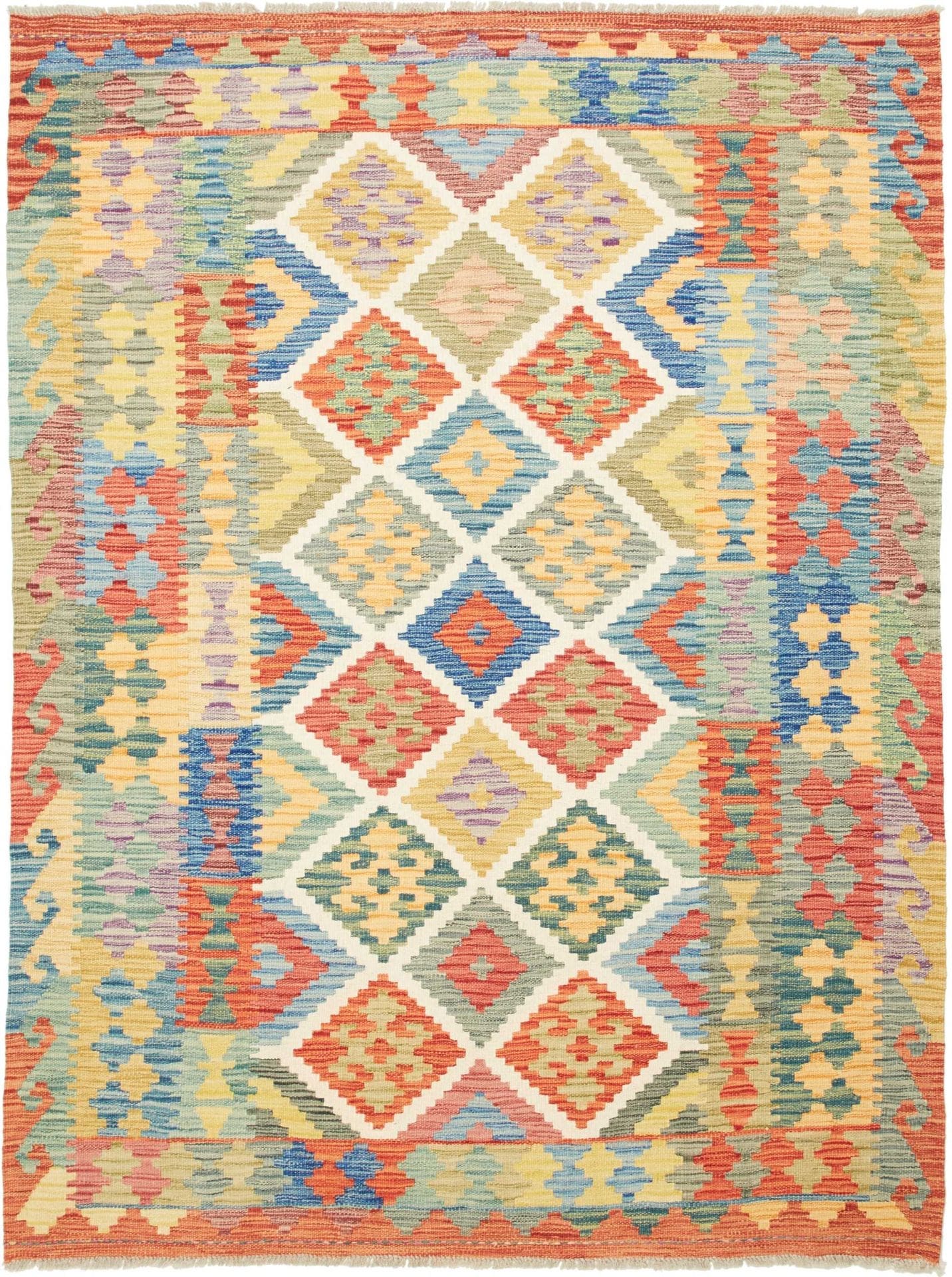 Kelim Teppich 154 x 200 cm aus Schurwolle, handgewebt, rustikal