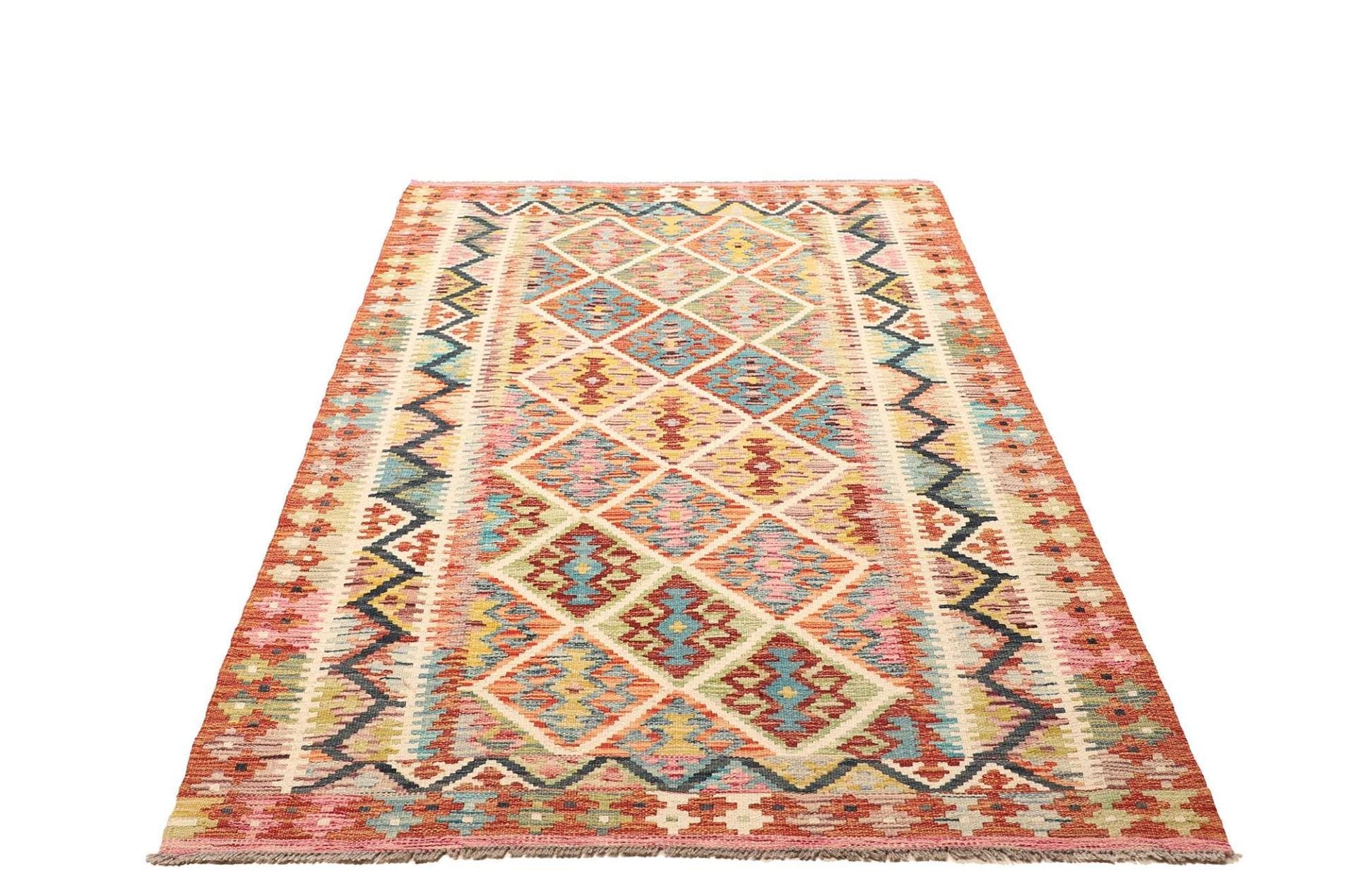 Kelim Teppich 126 x 192cm, Handgewebt, Rustikales Flair, Orientteppich