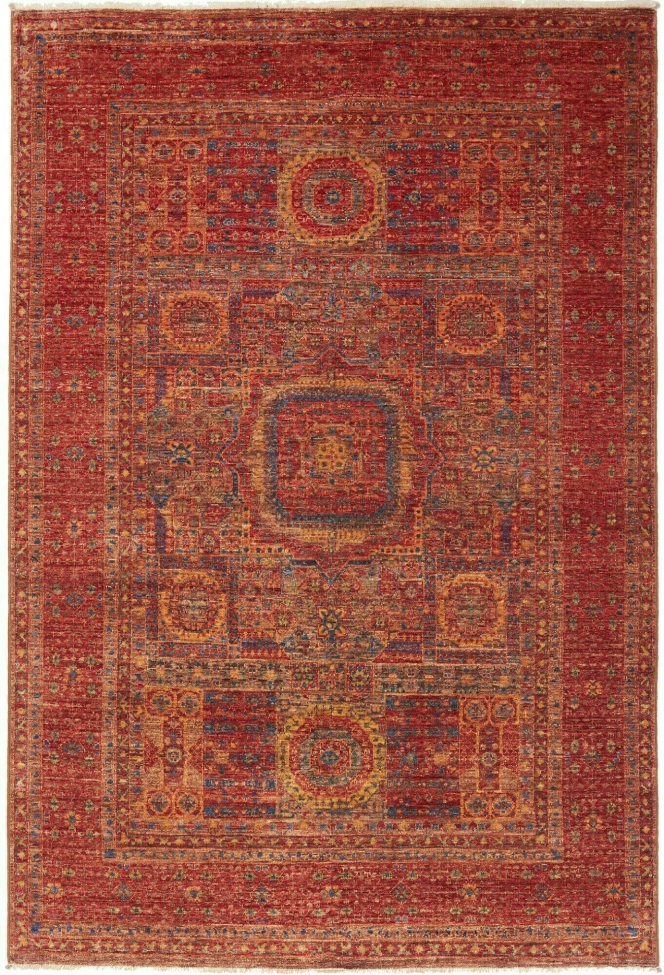 Mamluk Teppich 128 x 181cm, handgeknüpft, Schurwolle, Orientteppich