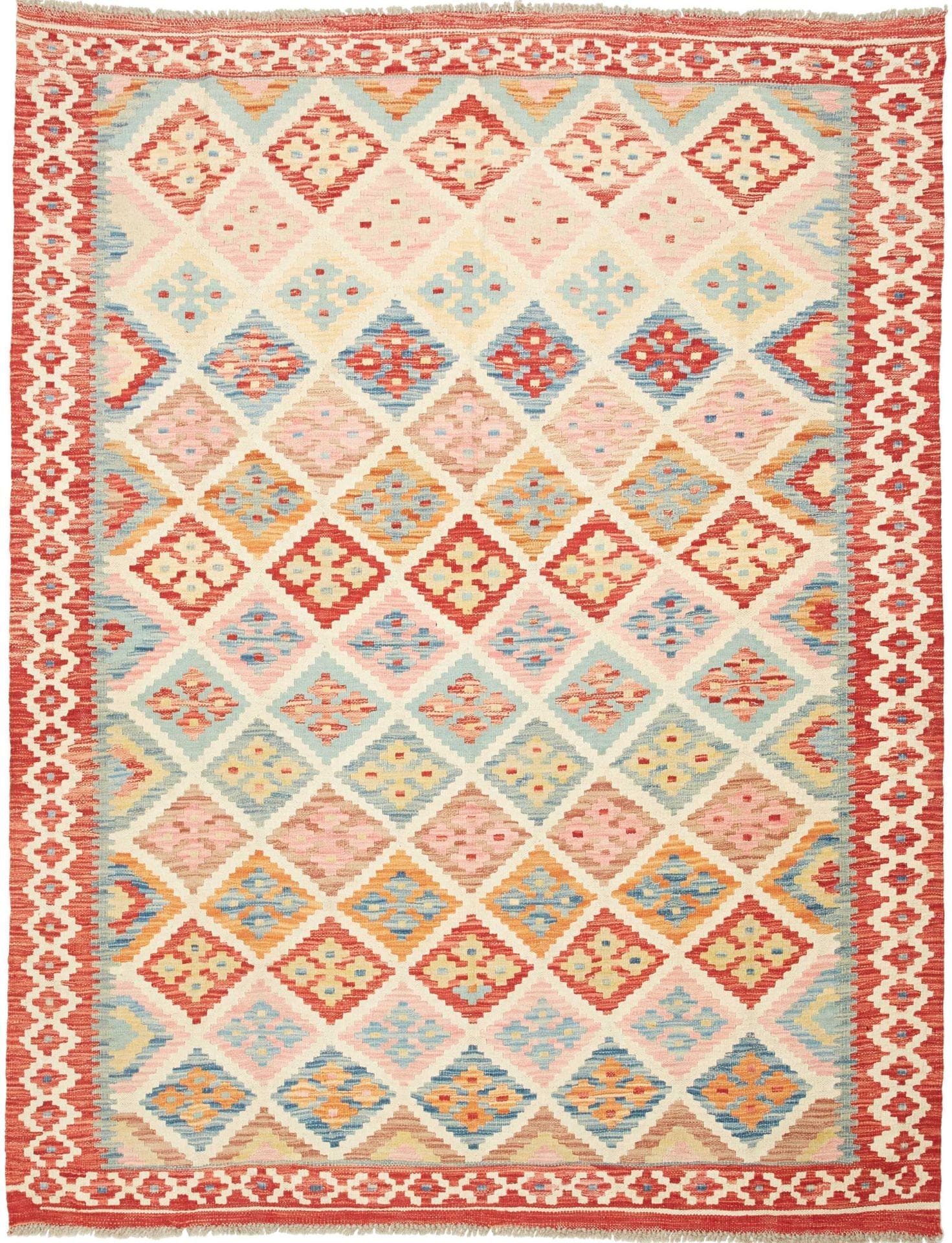 Kelim Teppich 161 x 204 cm, handgewebt, rustikales Flair, Wolle