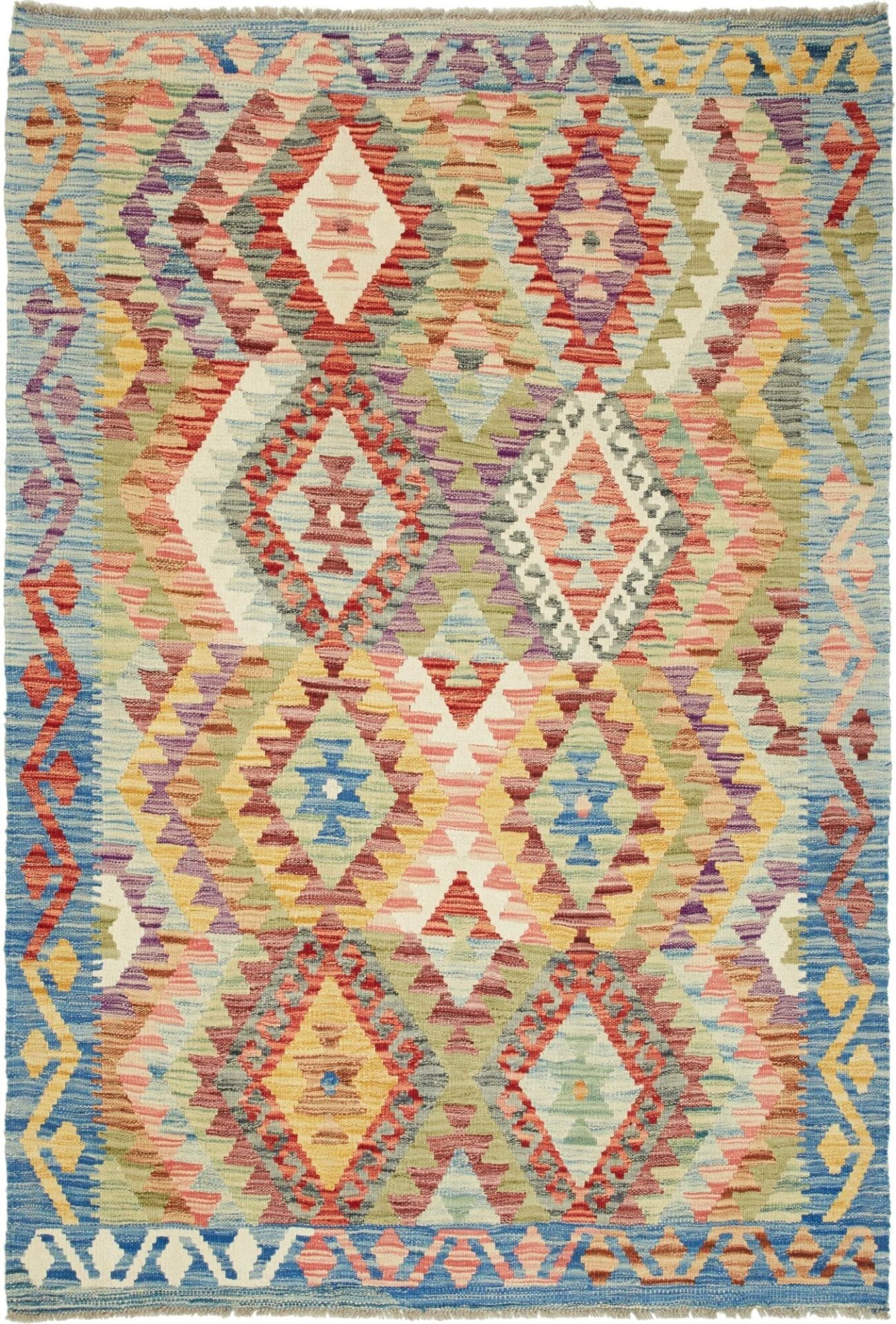 Kelim Teppich 128 x 182 cm, handgewebt, rustikales Design