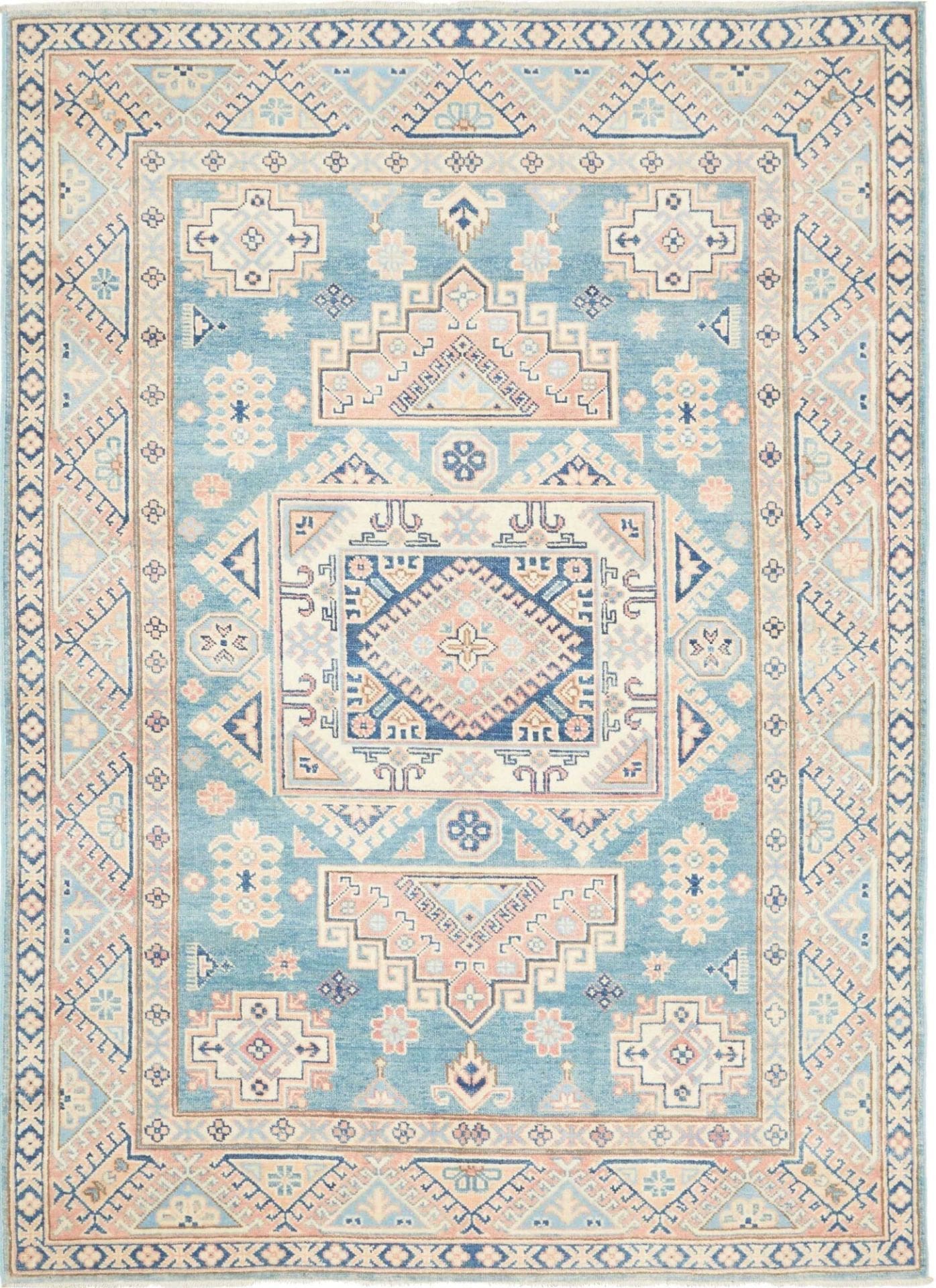 Kazak Orientteppich 152 x 208cm, geometrisches Muster, handgeknüpft