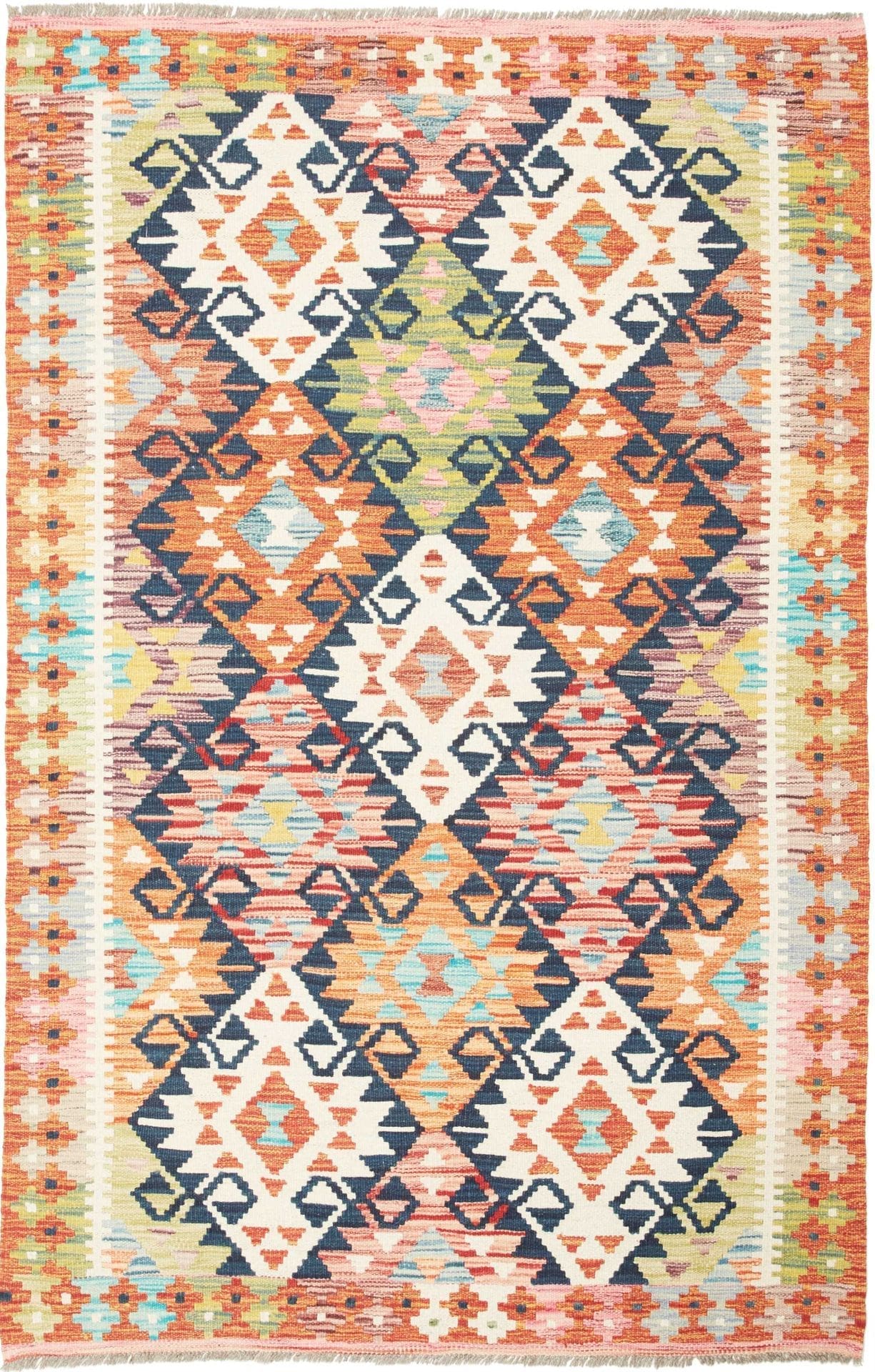 Kelim Teppich 123 x 185 cm - Handgewebt, rustikales Flair