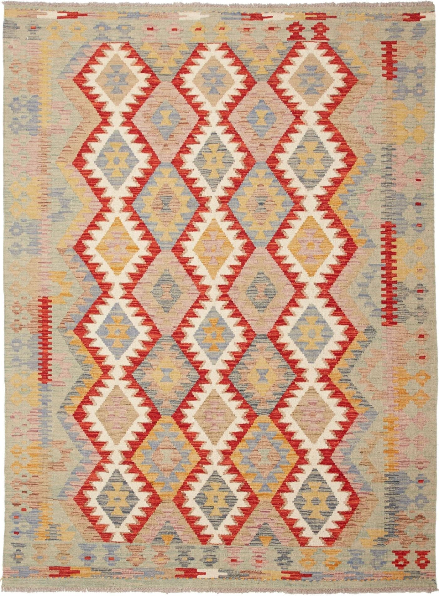 Kelim Teppich 153 x 201 cm aus Schurwolle, handgewebt, rustikal