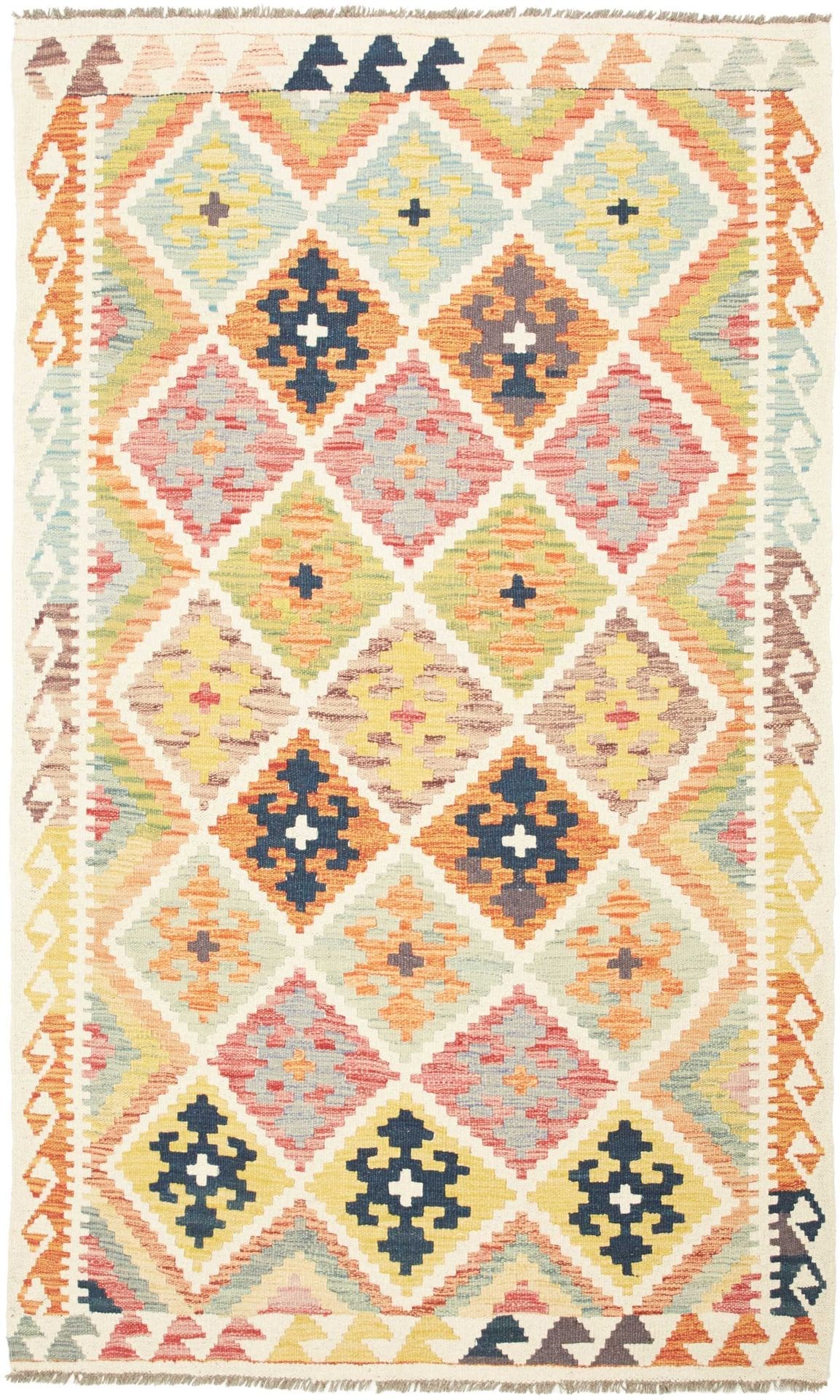 Kelim Teppich 123 x 197 cm, handgewebt, rustikales Flair