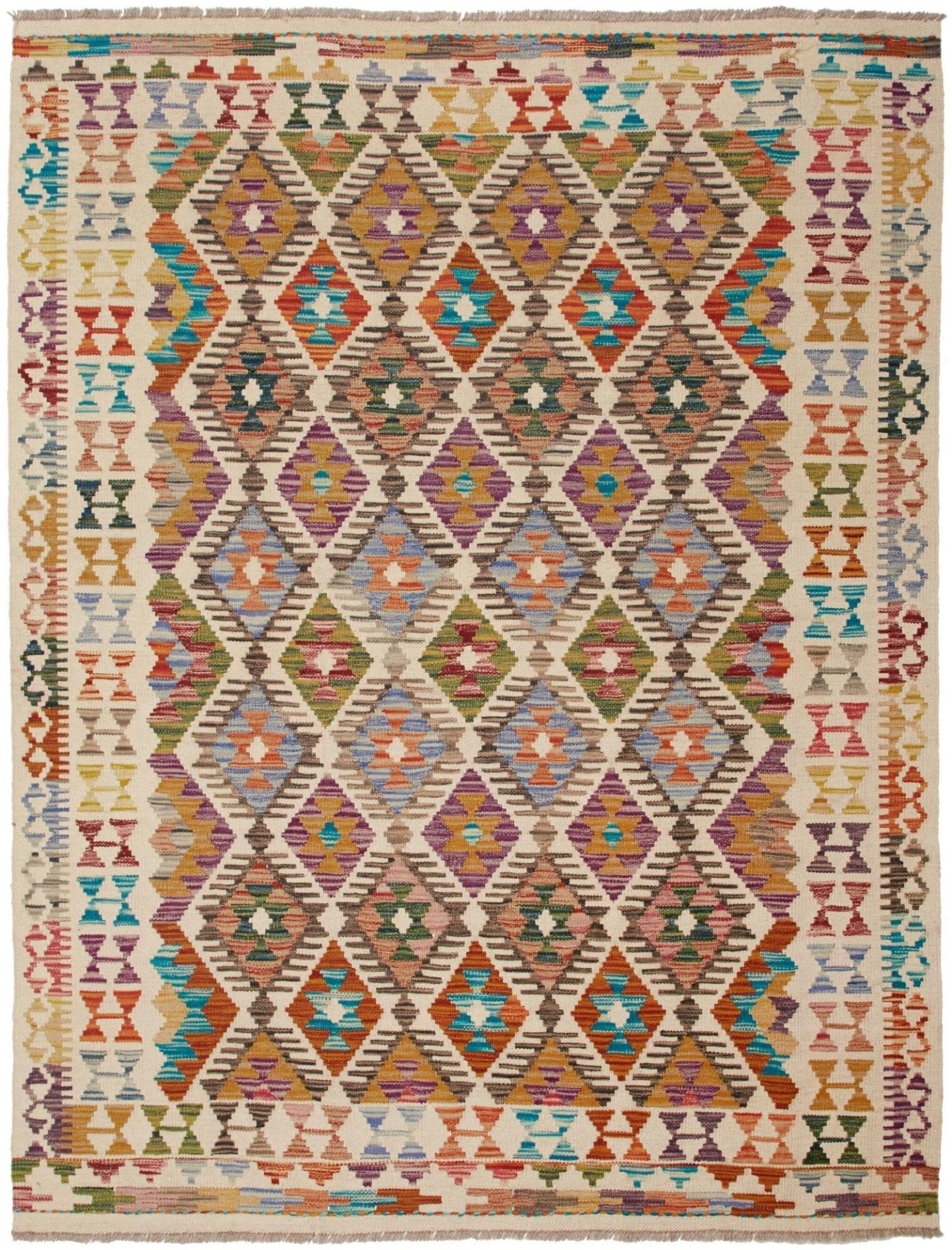 Kelim Teppich 153 x 196 cm – Handgewebt, Wolle, rustikales Flair