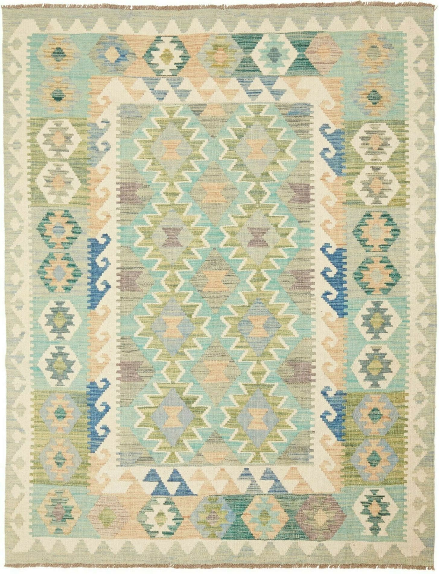 Kelim Teppich 154 x 196cm, handgewebt, rustikales Flair, Wolle