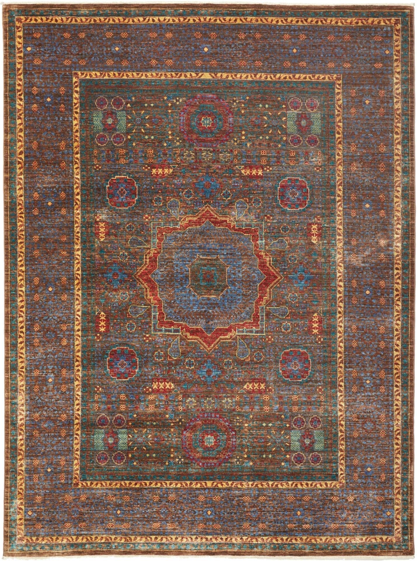 Mamluk Orientteppich 159 x 205 cm aus Schurwolle, handgeknüpft