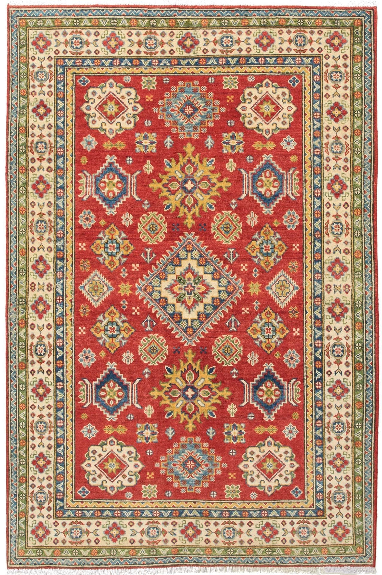 Kazak Orientteppich 125 x 184cm, handgeknüpft, Schurwolle, Rarität