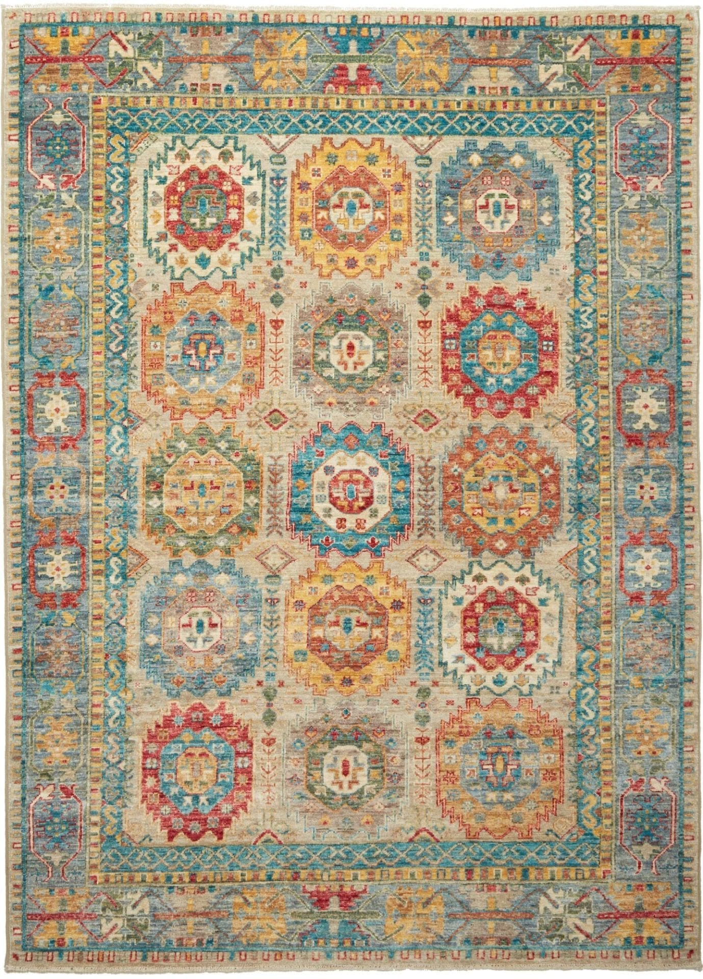 Orientteppich Samarkand 153 x 206cm, handgeknüpft, Wolle, farbenfroh