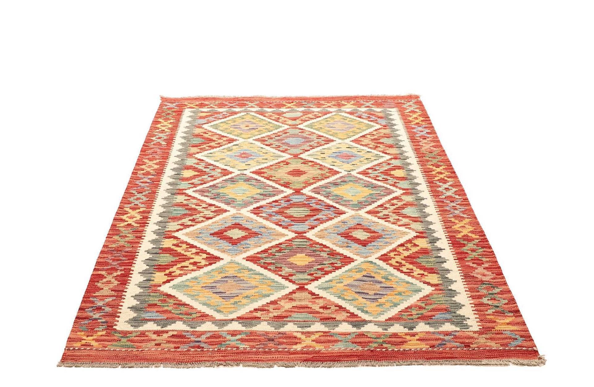 Kelim Teppich 131 x 176 cm aus Schurwolle, handgewebt, Orientteppich