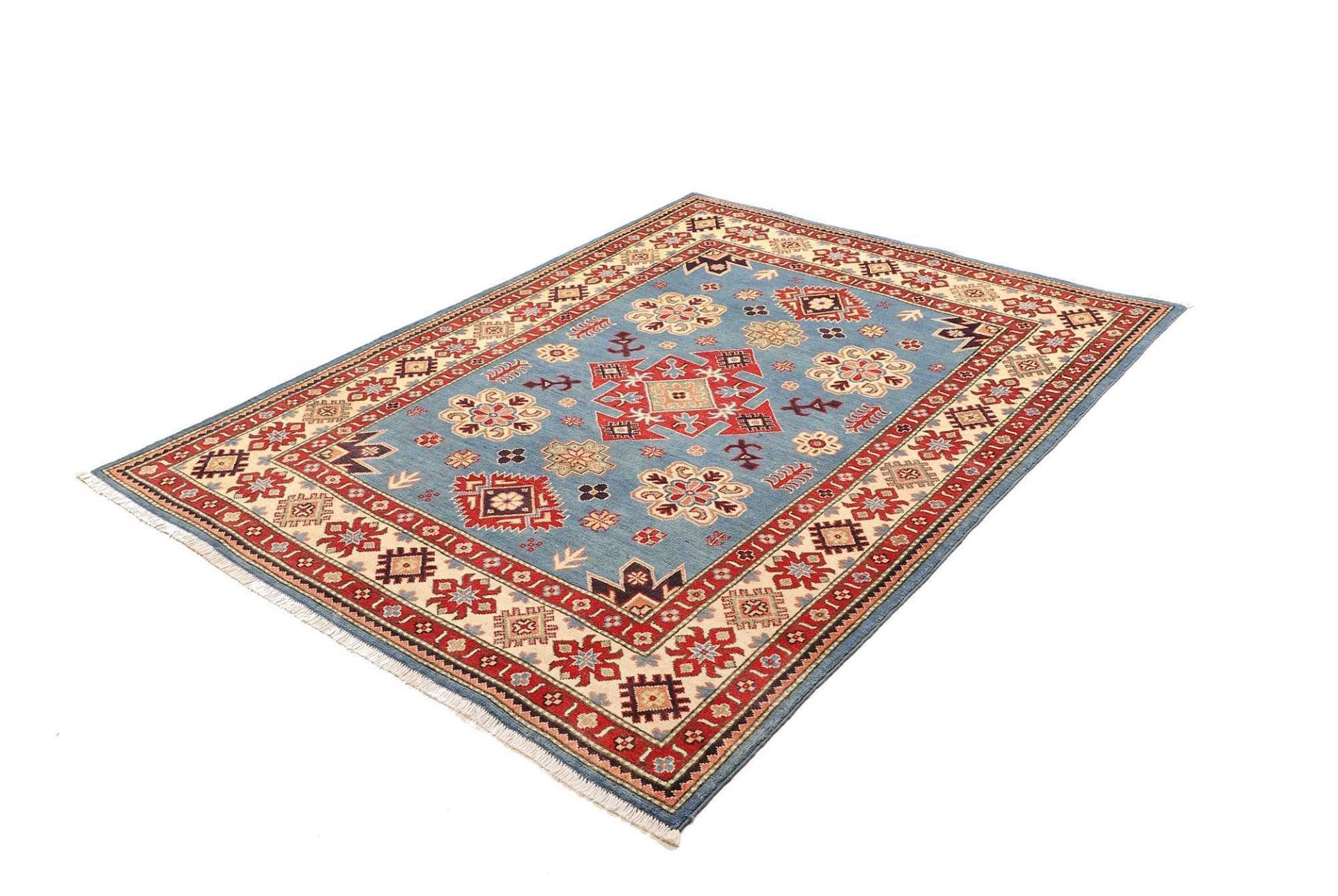Kazak Teppich 152 x 197cm - geometrisches Muster, Schurwolle, handgeknüpft