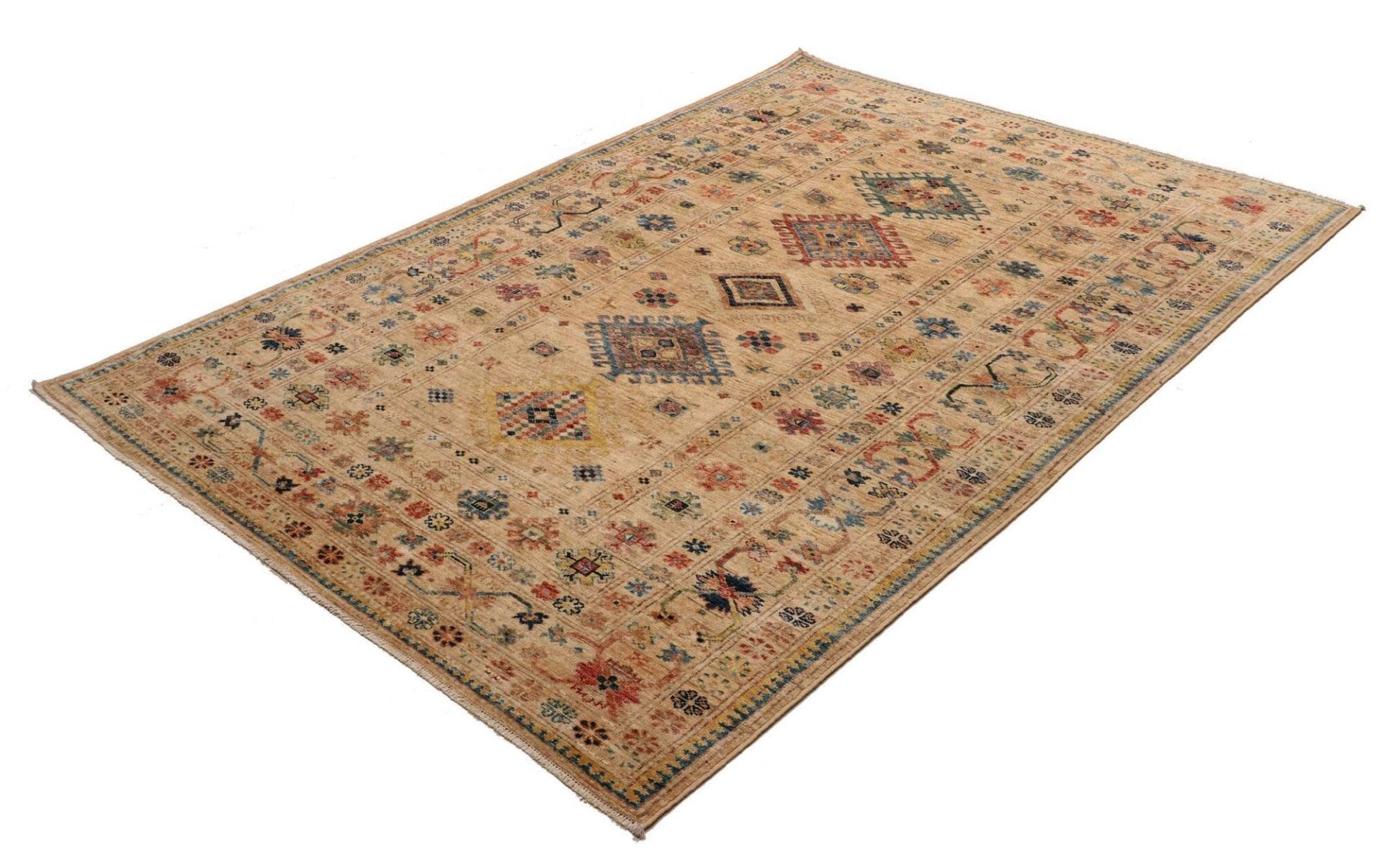 Kazak Teppich 153 x 209 cm, handgeknüpft, Schurwolle, geometrisch