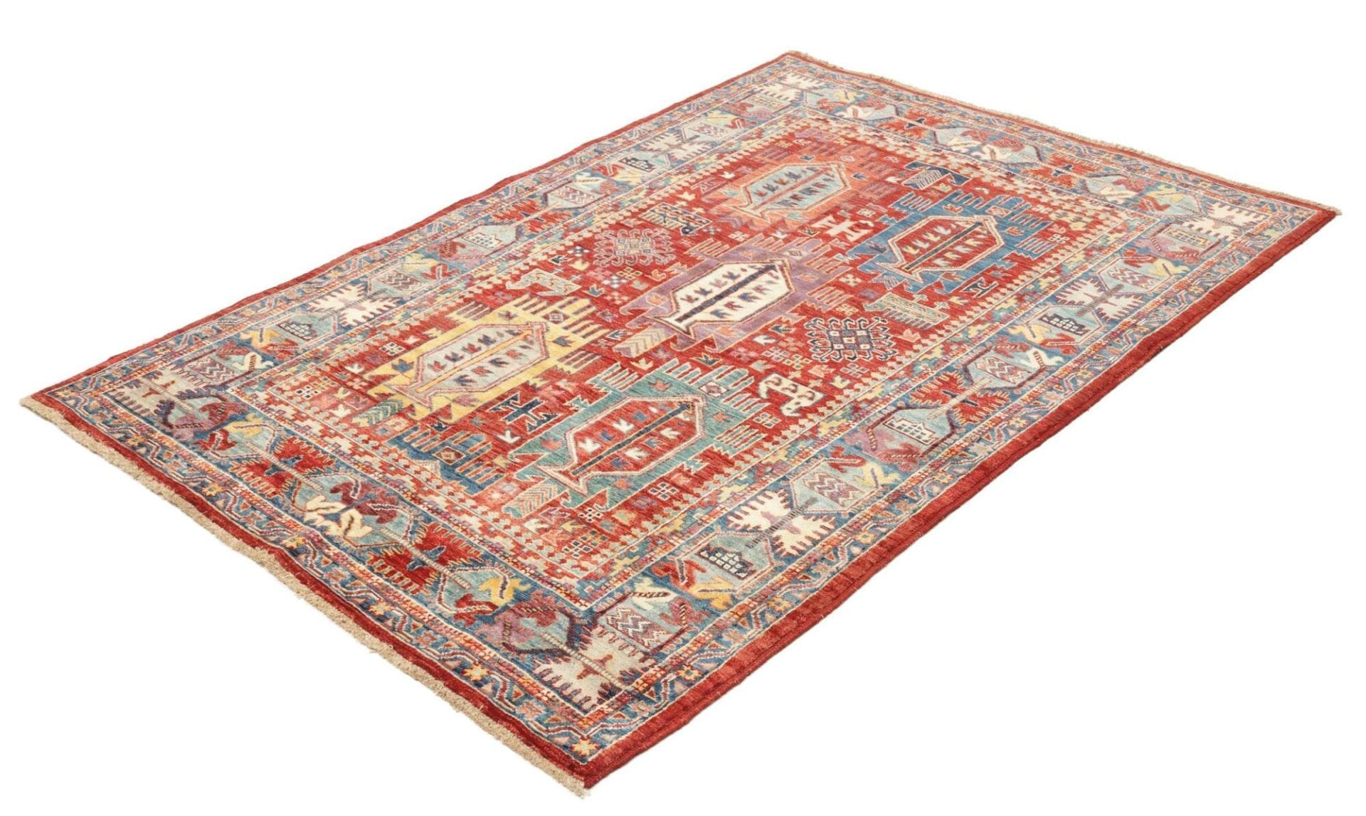 Samarkand Tribal Teppich 123 x 180cm, handgeknüpft, Schurwolle