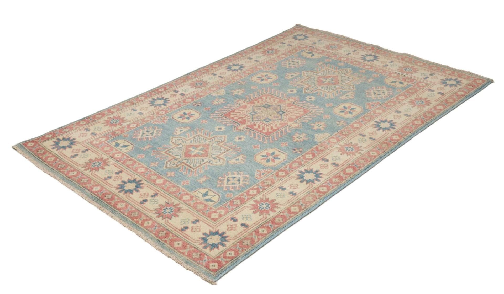 Kazak Orientteppich 125 x 182 cm, geometrisches Muster, handgeknüpft