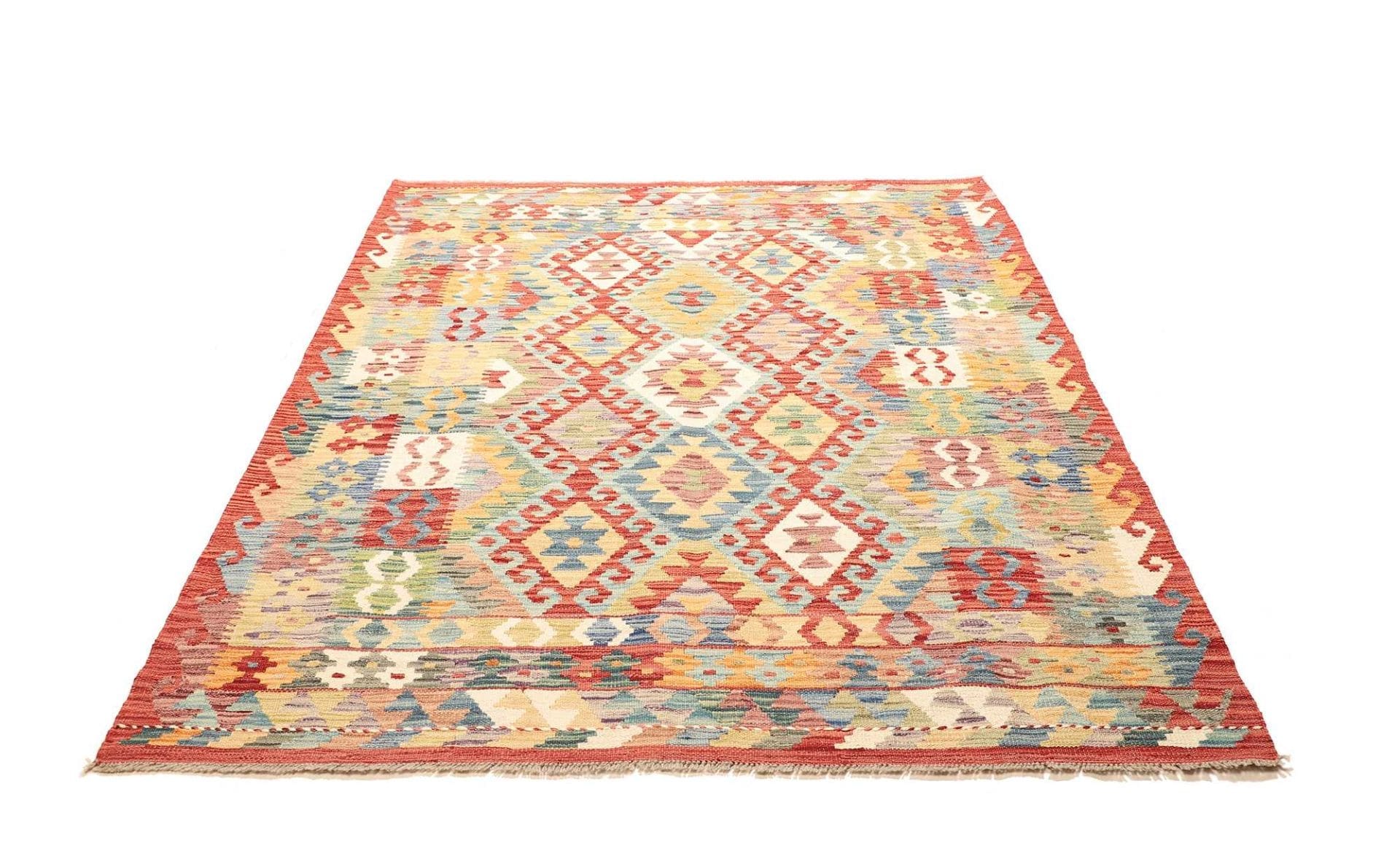 Kelim Teppich 155 x 197 cm, Schurwolle, handgewebt, orientalisch