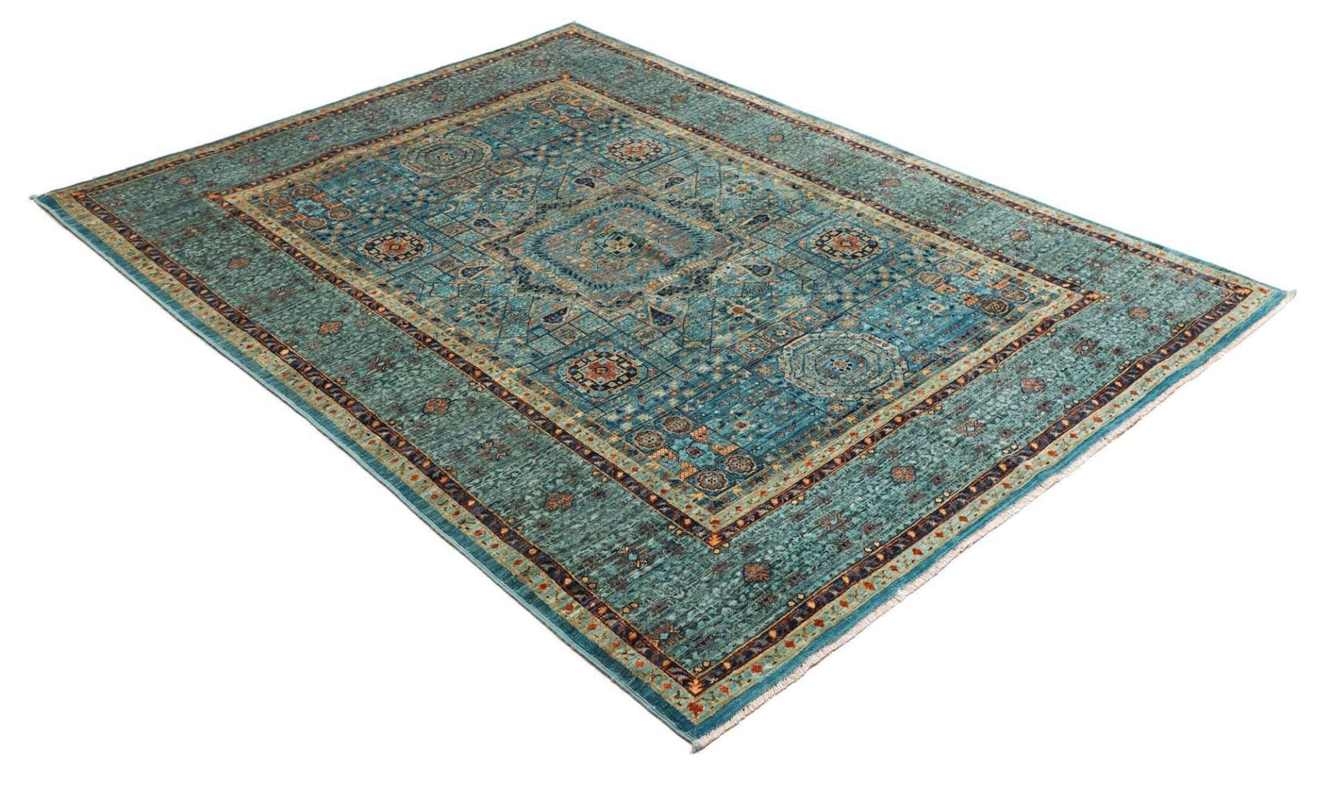 Mamluk Orientteppich 152 x 205cm, Seide, handgeknüpft, Medaillon