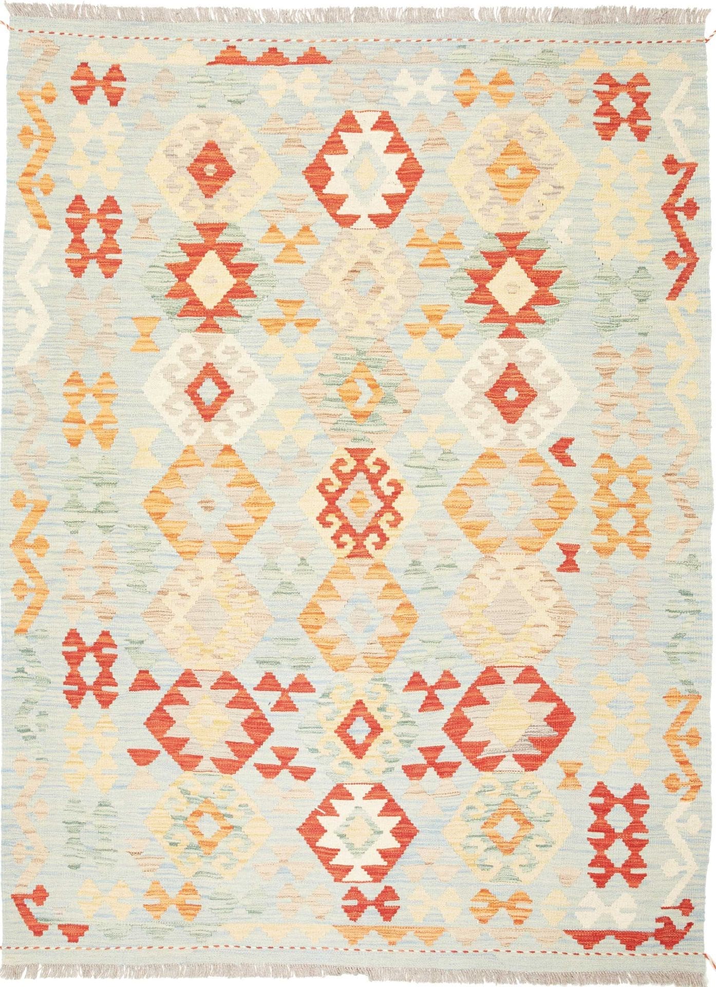 Afghanischer Kelim 153 x 196cm, geometrisches Muster, handgewebt