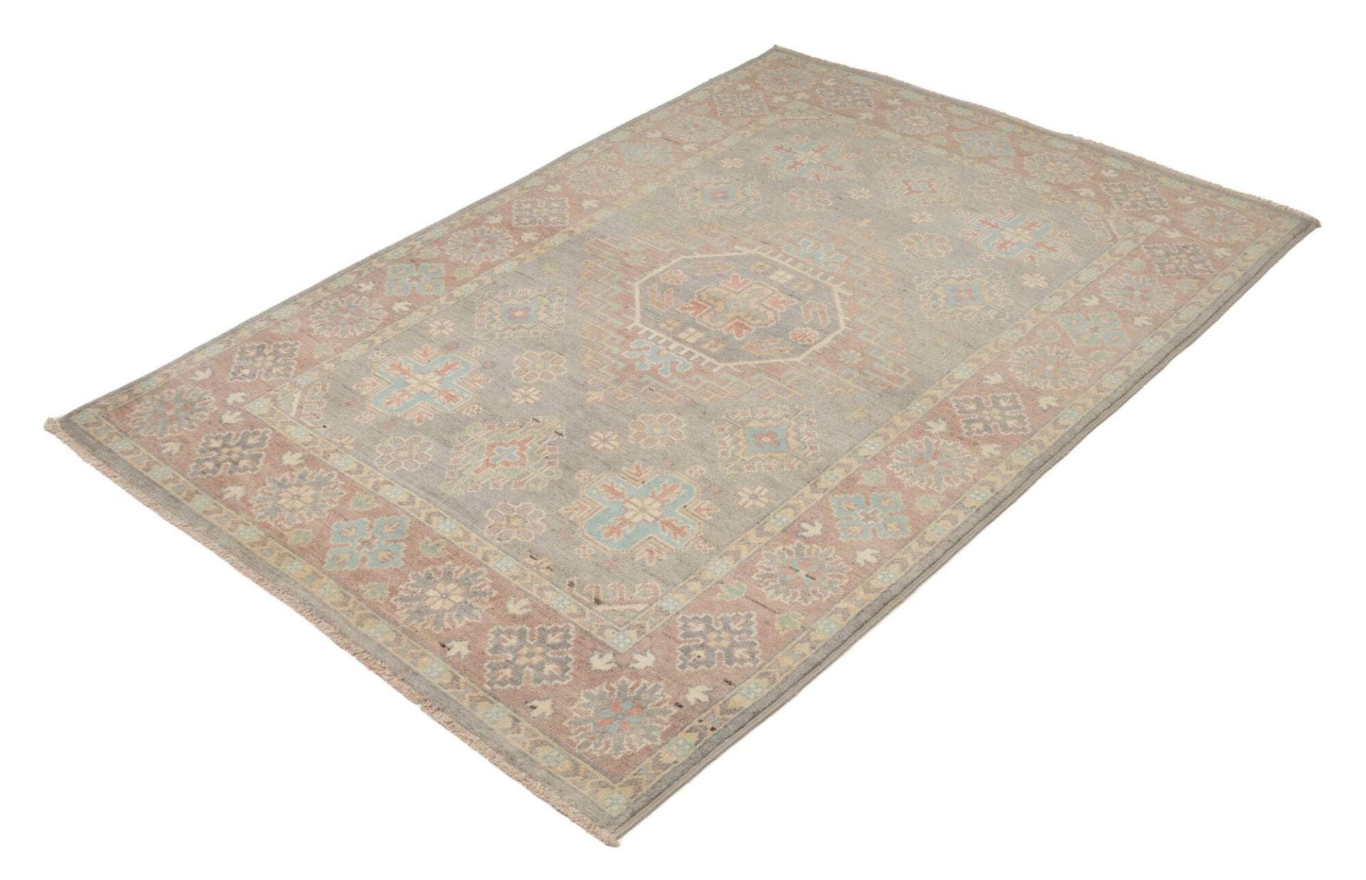 Kazak Orientteppich 123 x 174cm, handgeknüpft, geometrische Muster