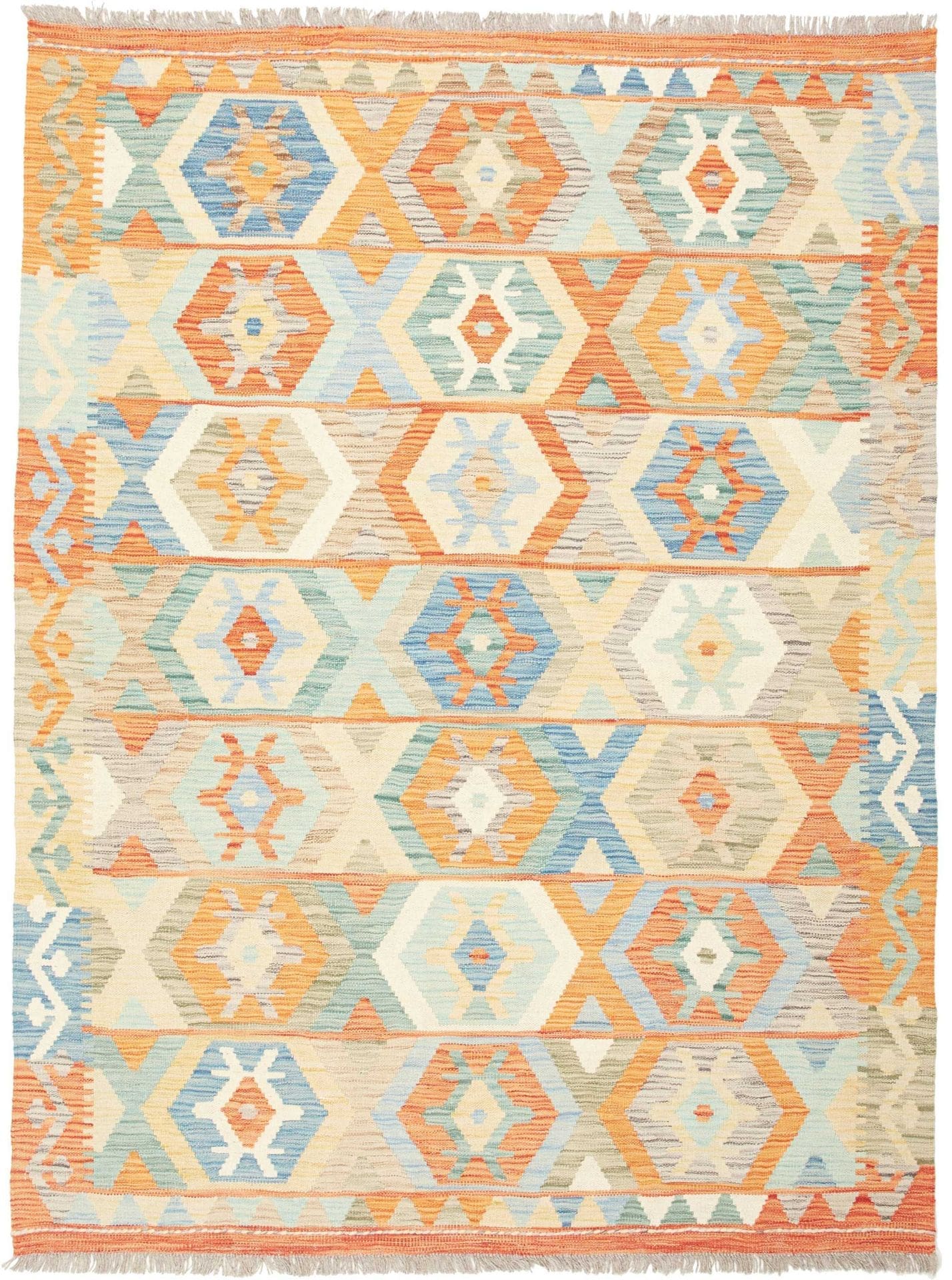 Afghanischer Kelim 153 x 200cm, geometrisches Muster, handgewebt