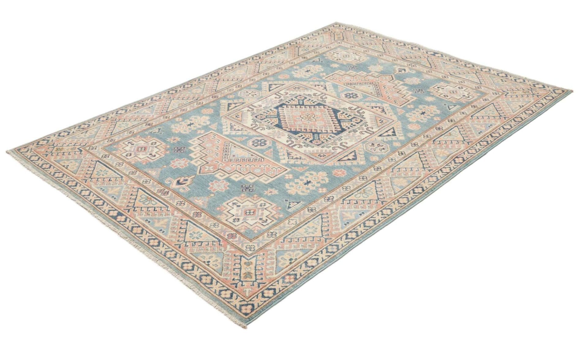 Kazak Orientteppich 152 x 208cm, geometrisches Muster, handgeknüpft