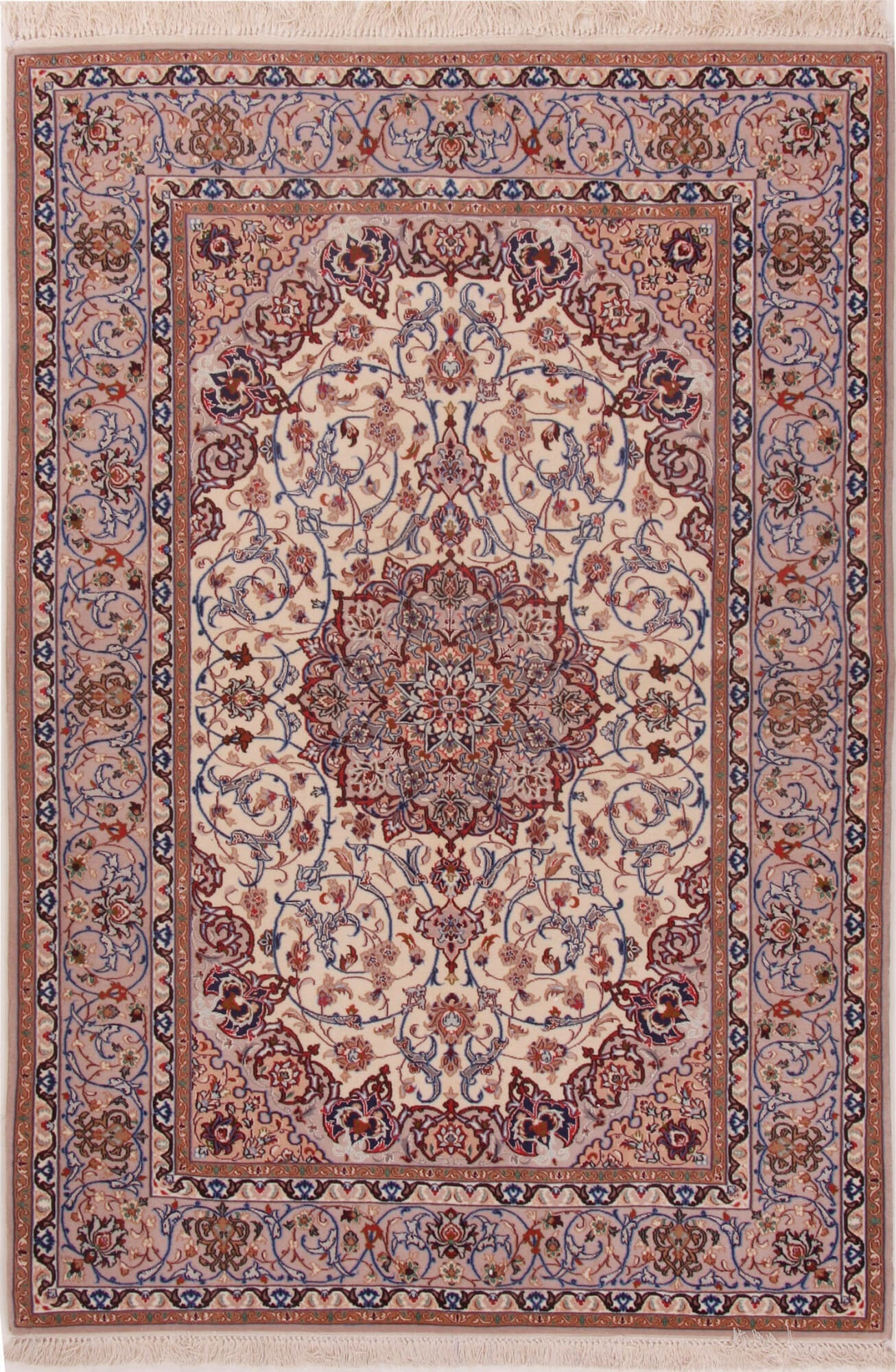 (Verkauft) Isfahan Teppich 138 x 196 cm, 800K Knoten, handgeknüpft