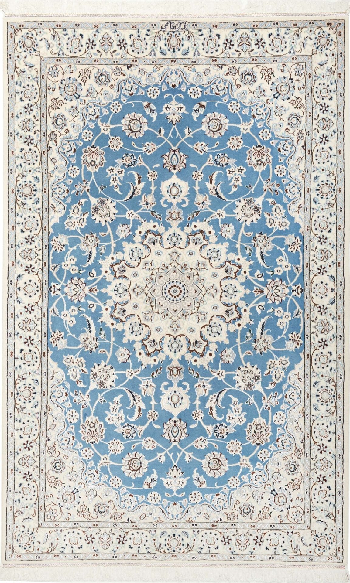 Nain Teppich 133 x 207 cm, florales Muster, handgeknüpft