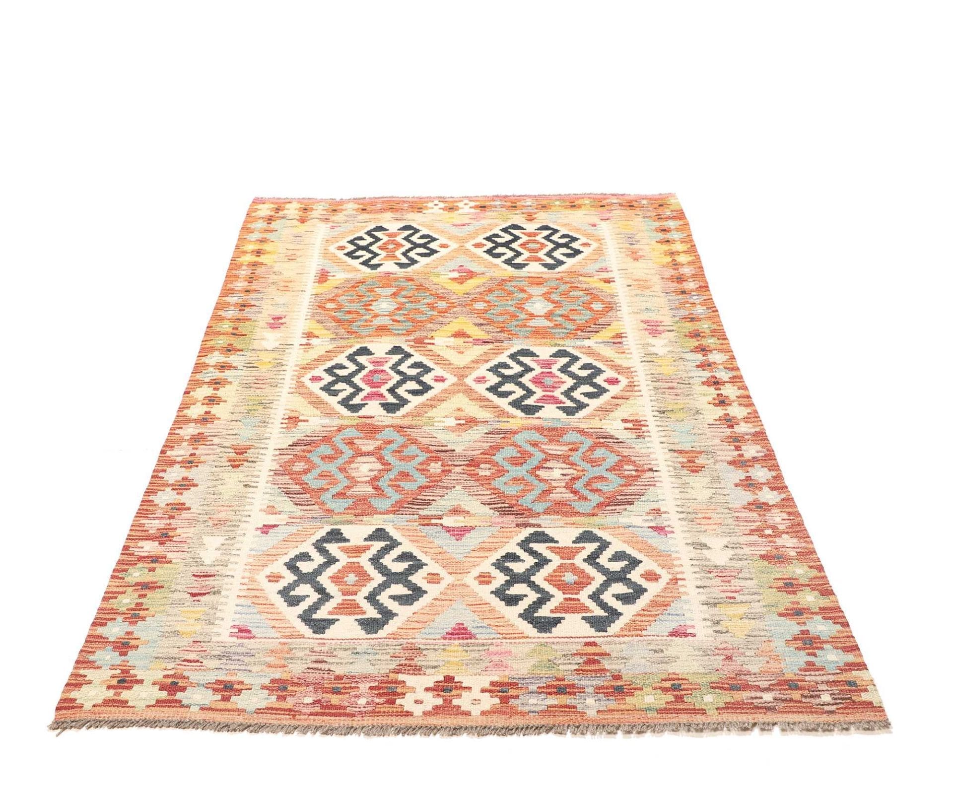Kelim Teppich 123 x 186 cm aus Schurwolle, handgewebt, orientalisch