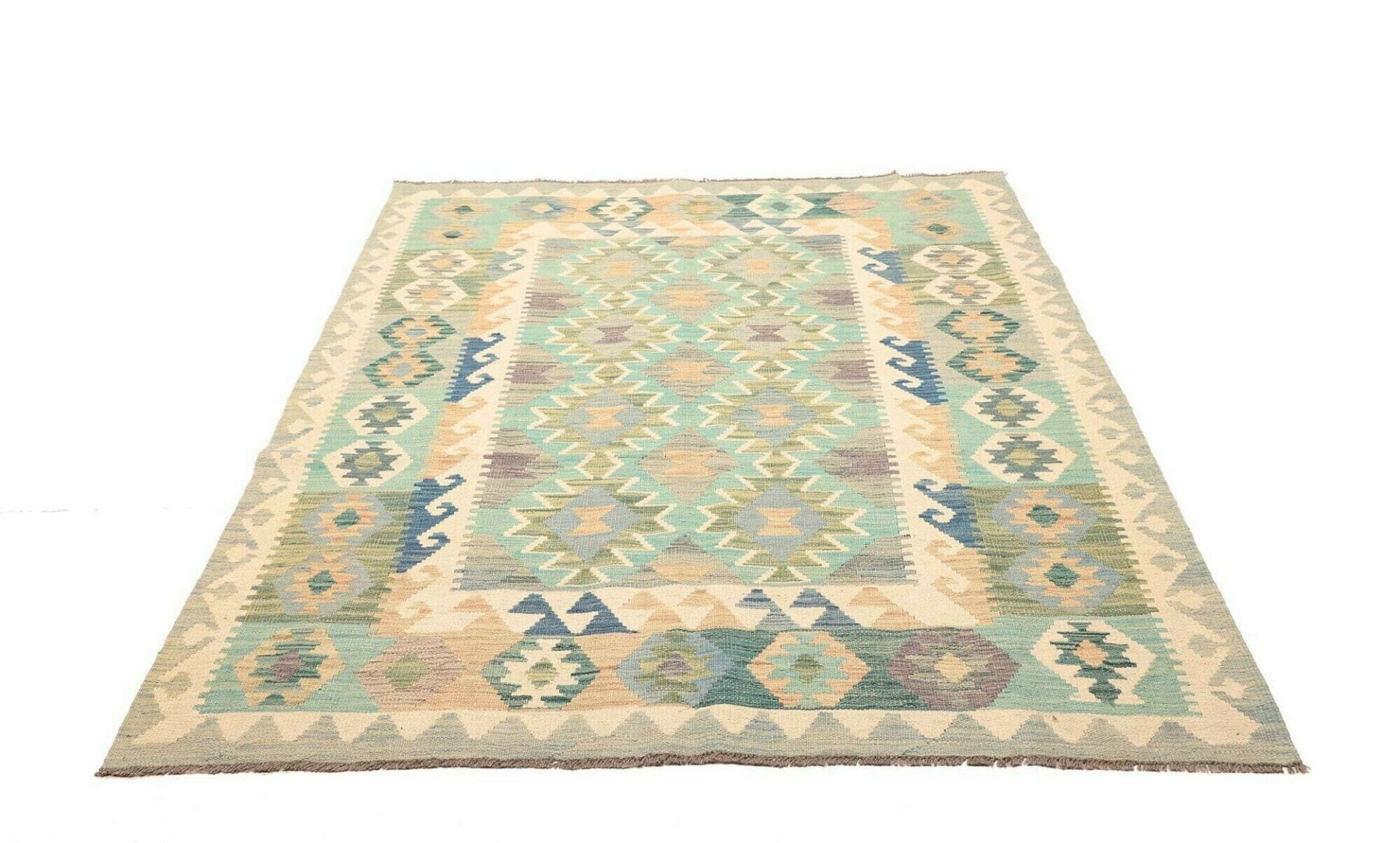 Kelim Teppich 154 x 196cm, handgewebt, rustikales Flair, Wolle