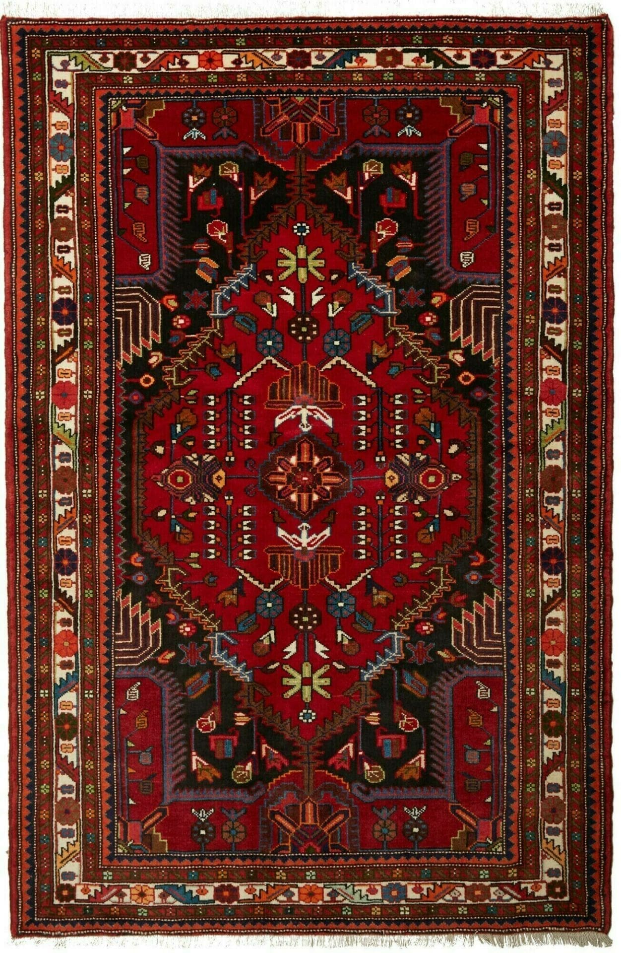 Hamadan Teppich 140 x 210cm, Handgeknüpft, Schurwolle, Herati-Muster