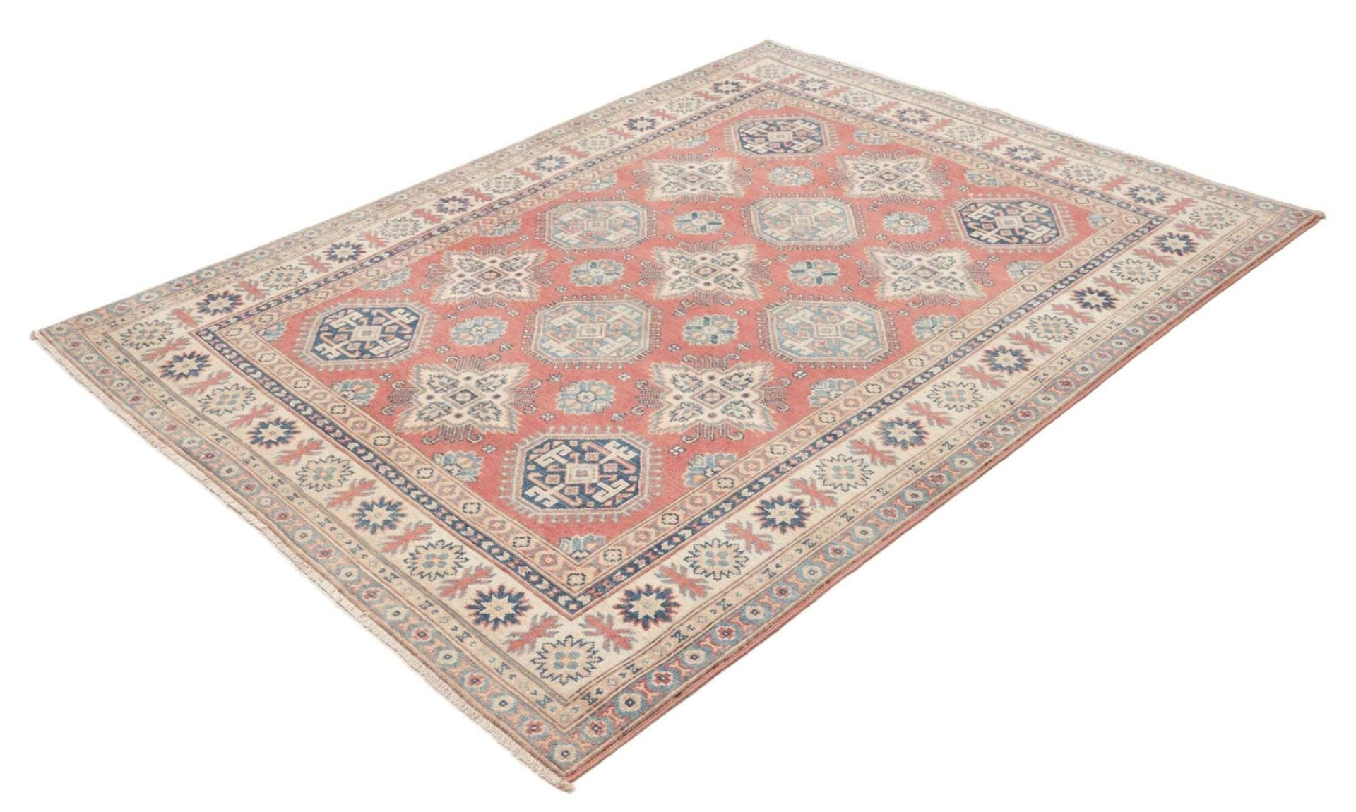 Kazak Orientteppich 151 x 196 cm, geometrisches Muster, handgeknüpft