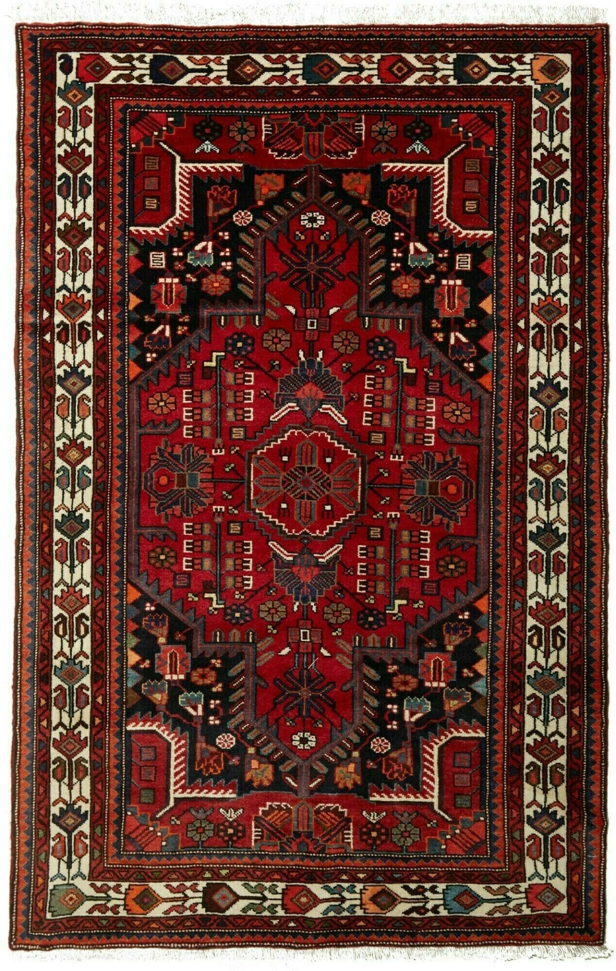Hamadan Teppich 137 x 212cm, Herati-Muster, Schurwolle, handgeknüpft