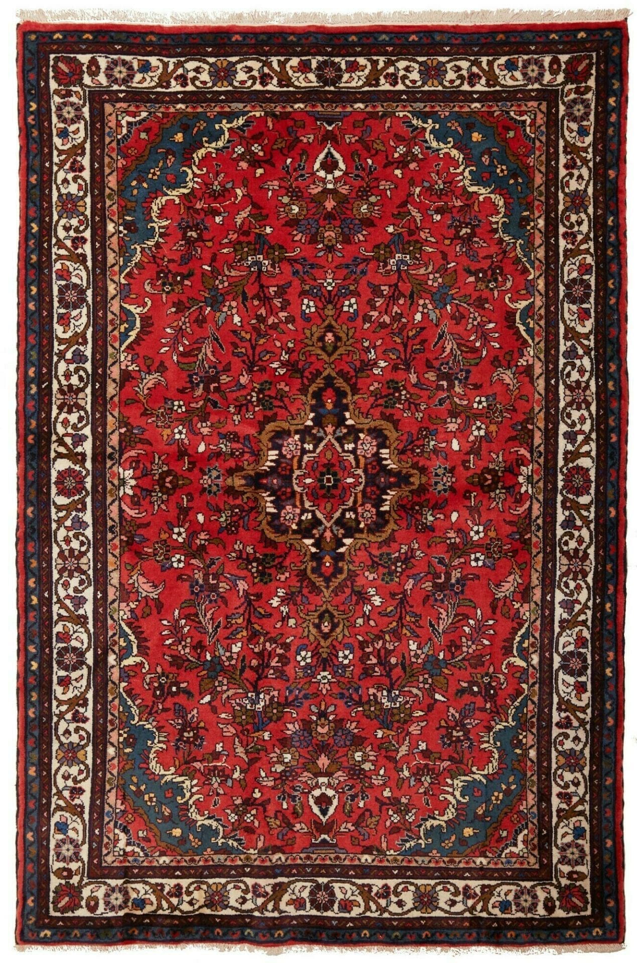 Hamadan Teppich 131 x 195 cm, Handgeknüpft, Schurwolle, Herati-Muster