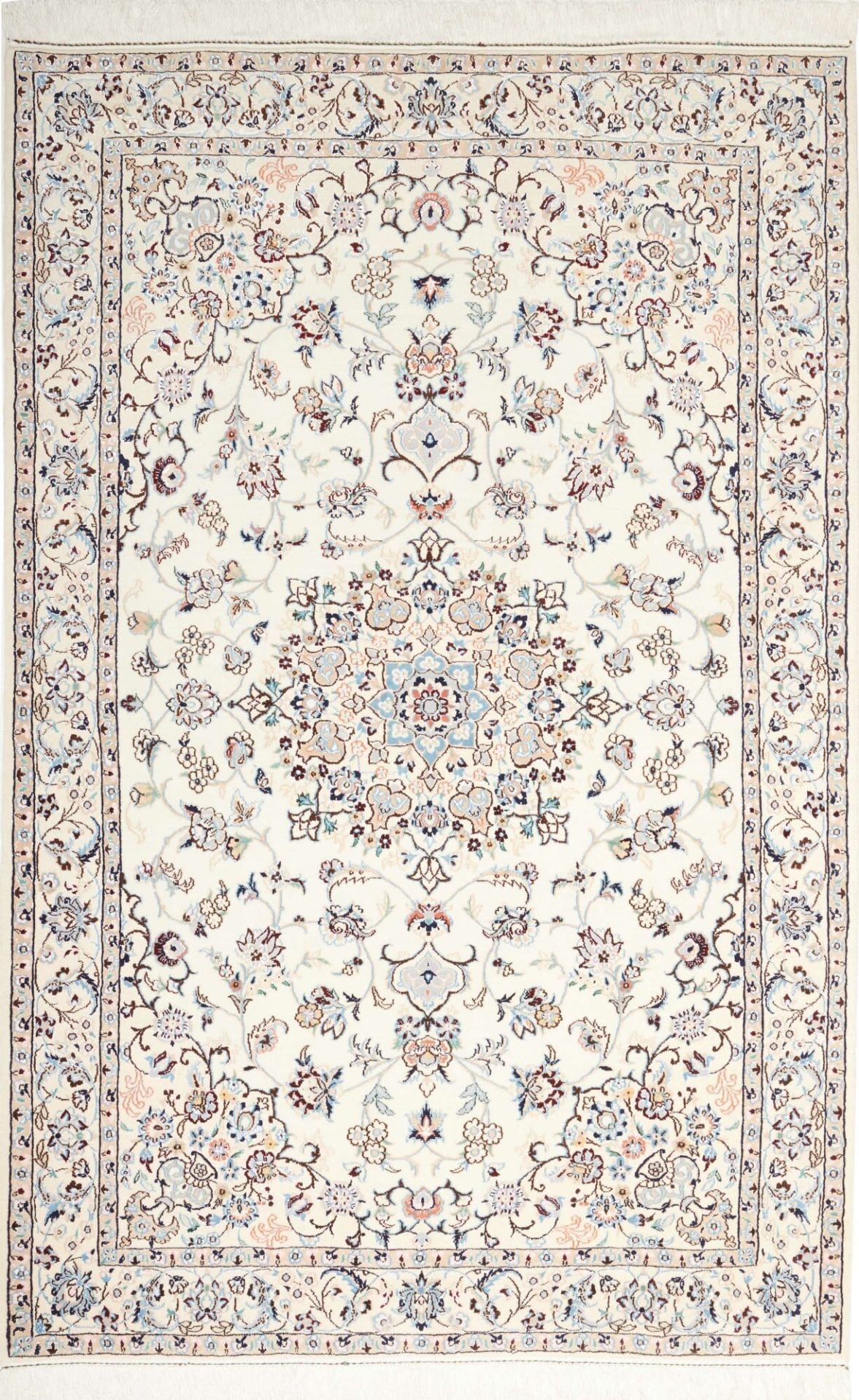 Nain Teppich 141 x 214 cm, florale Muster, handgeknüpft, Perserteppich