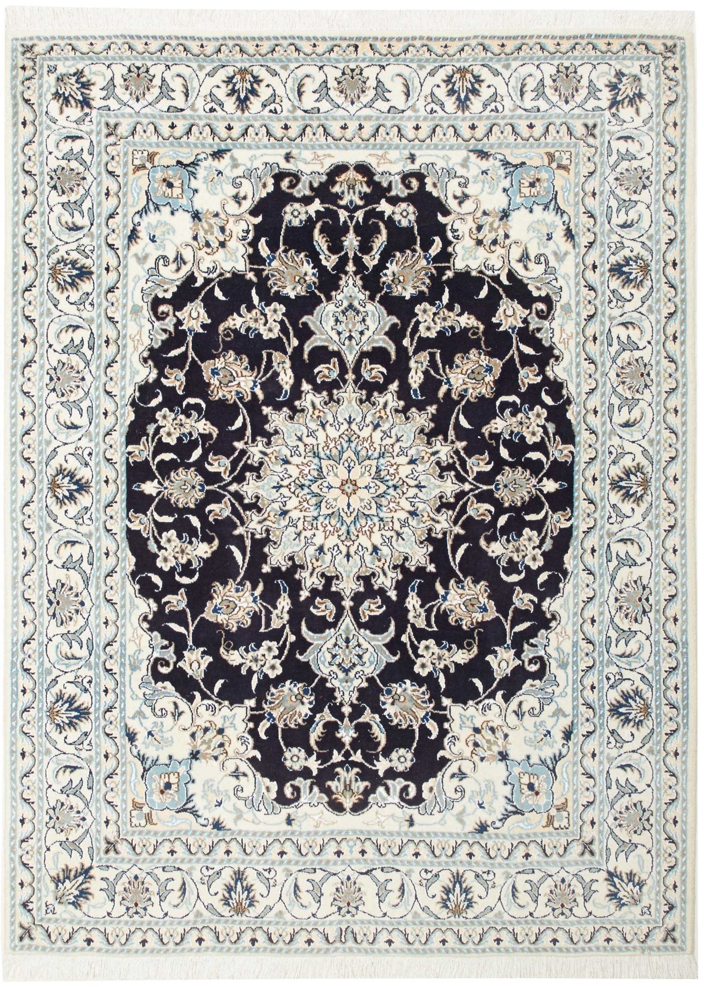Nain Teppich 153 x 205cm, florale Muster, handgeknüpft, Perserteppich