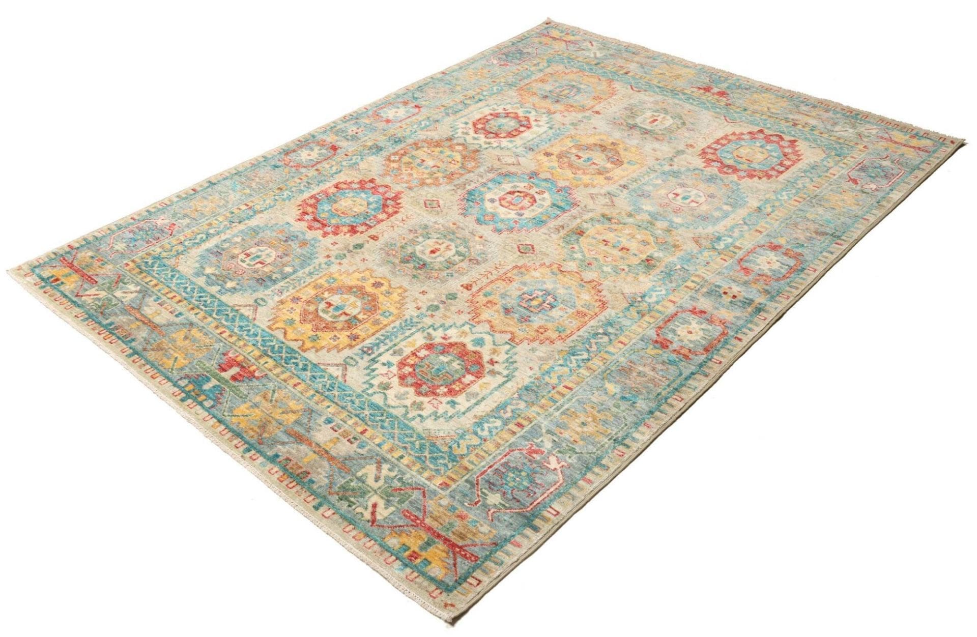 Orientteppich Samarkand 153 x 206cm, handgeknüpft, Wolle, farbenfroh