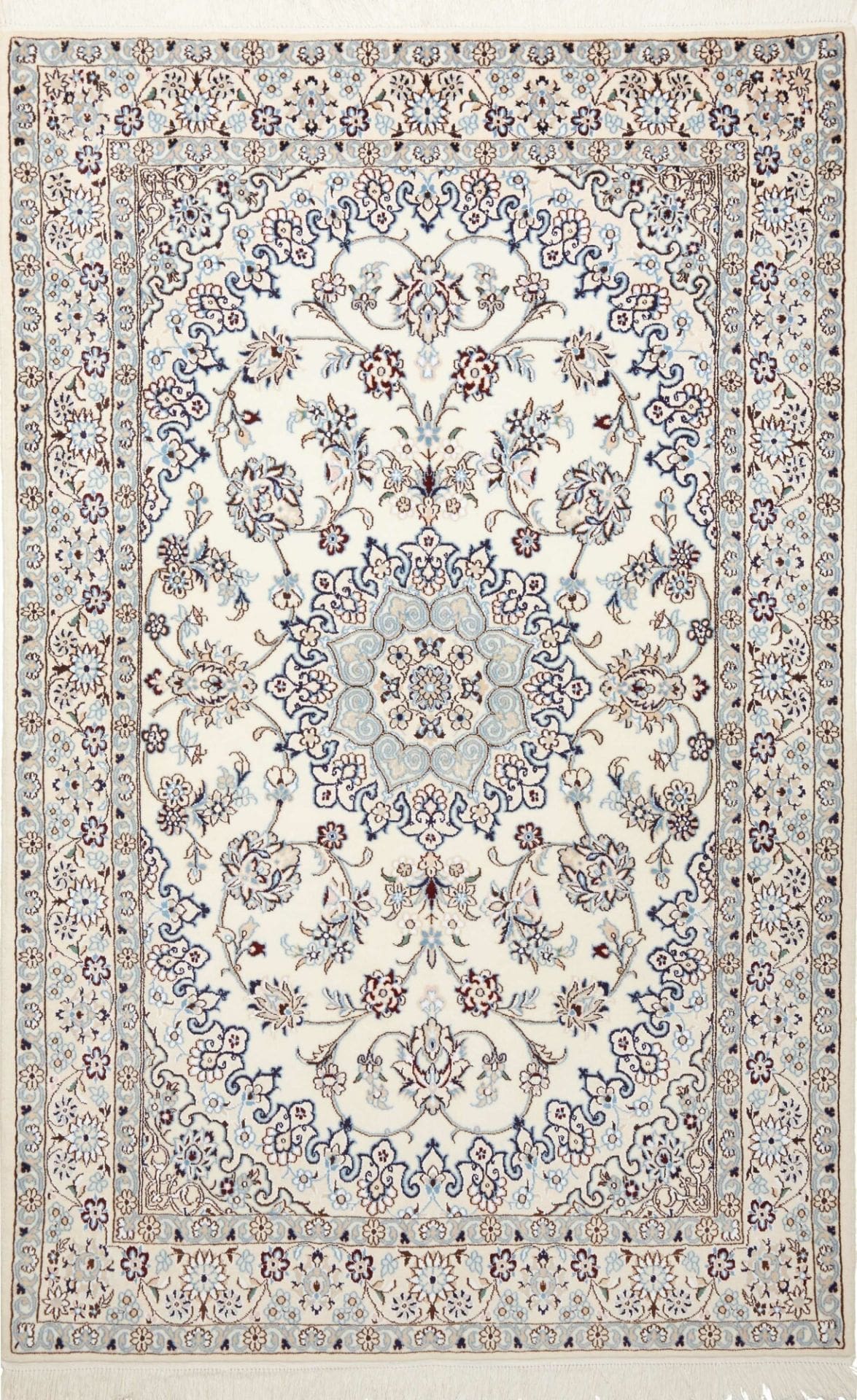 Nain Orientteppich 133 x 205 cm, florales Muster, handgeknüpft