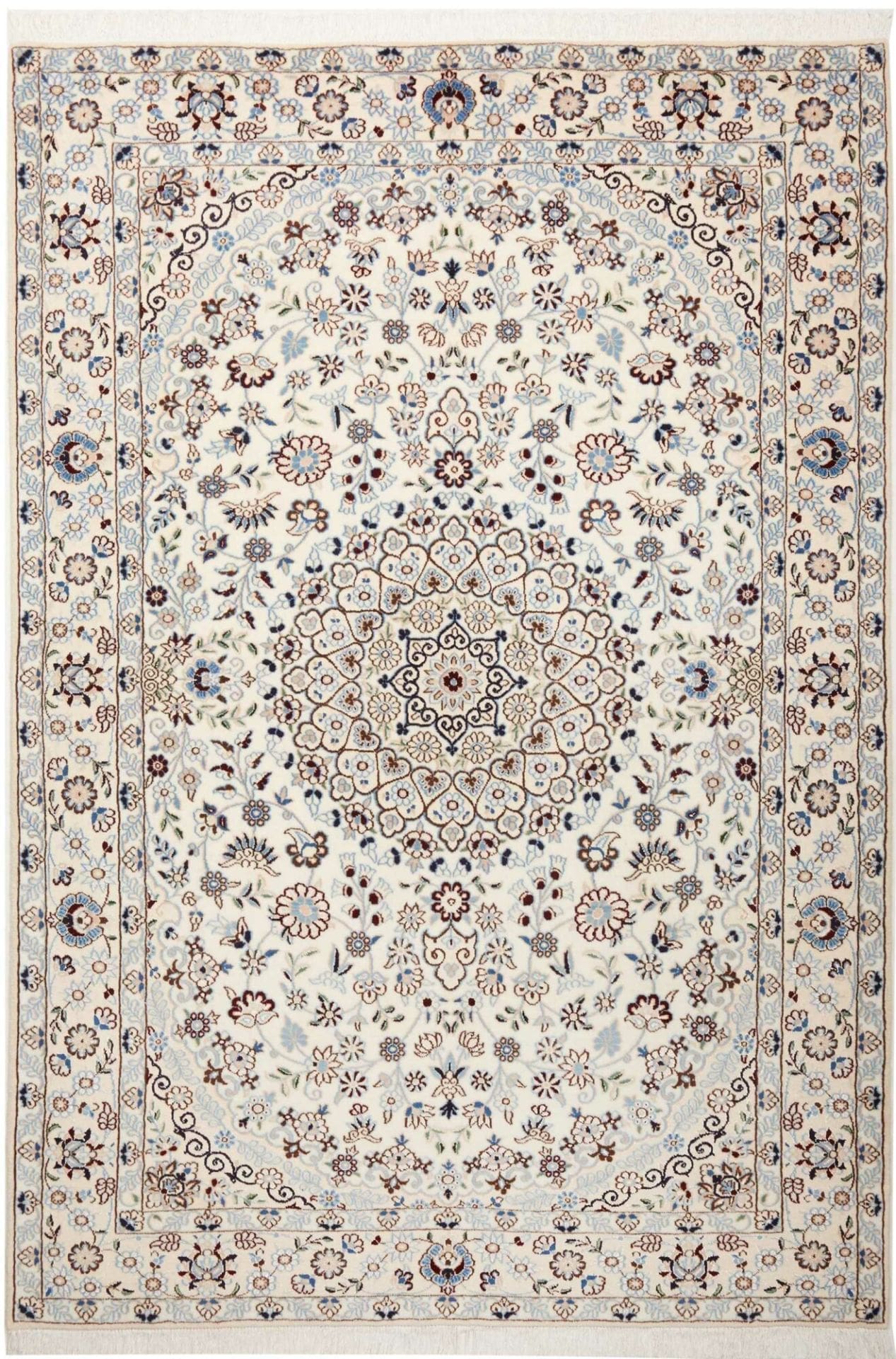 Nain Teppich 133 x 213cm, florale Muster, Schurwolle, handgeknüpft