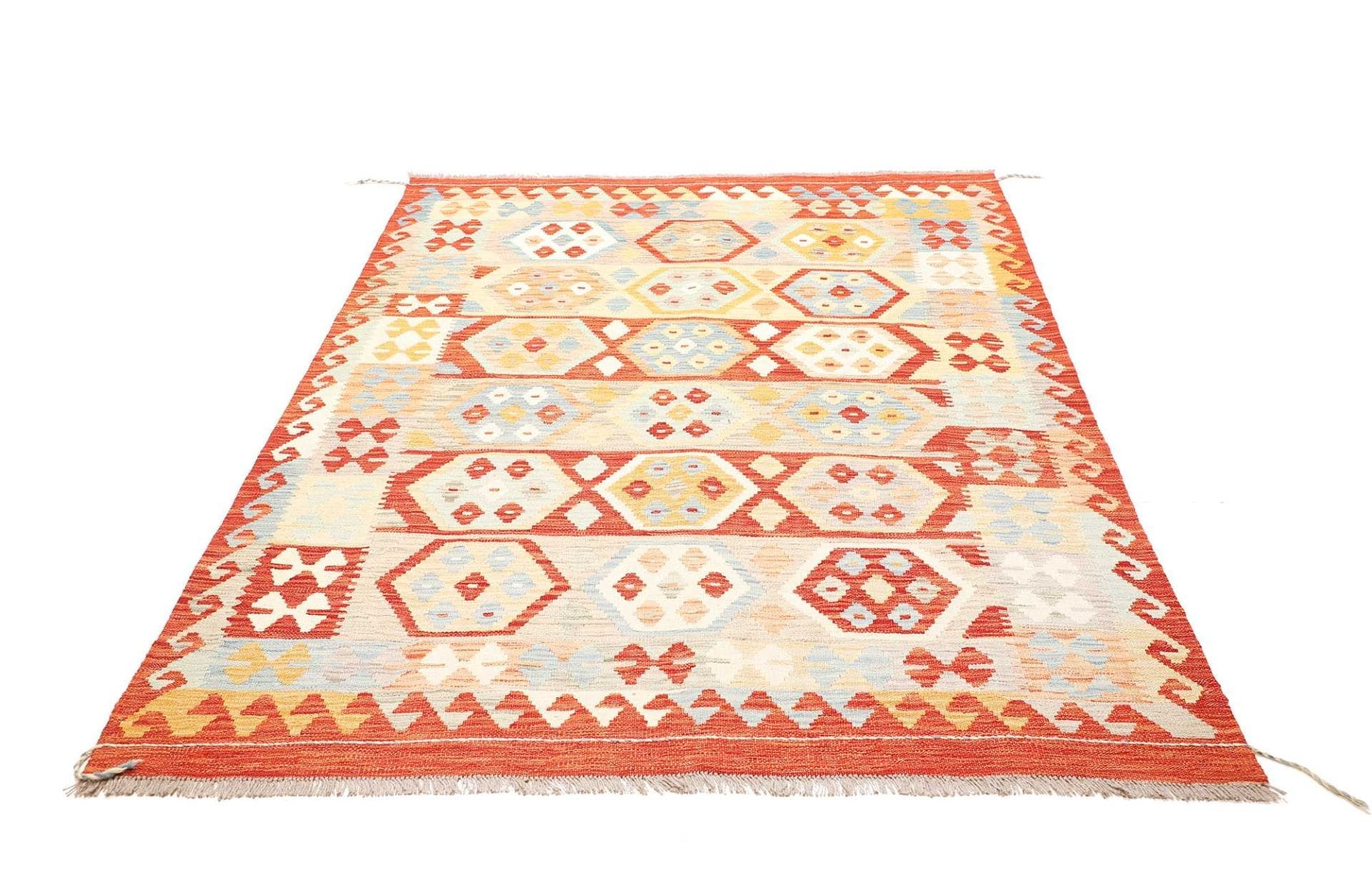 Kelim Teppich 153 x 196cm, Afghanisch, handgewebt, geometrisches Muster