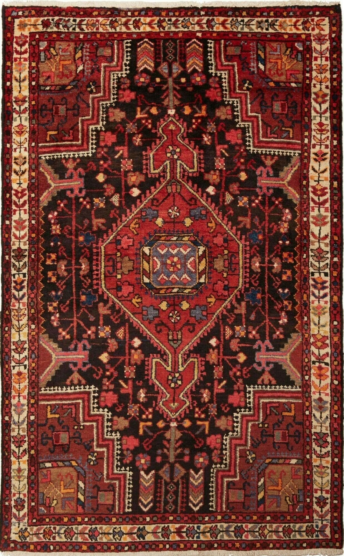 Hamadan Teppich 123 x 193cm, Herati-Muster, Schurwolle, handgeknüpft