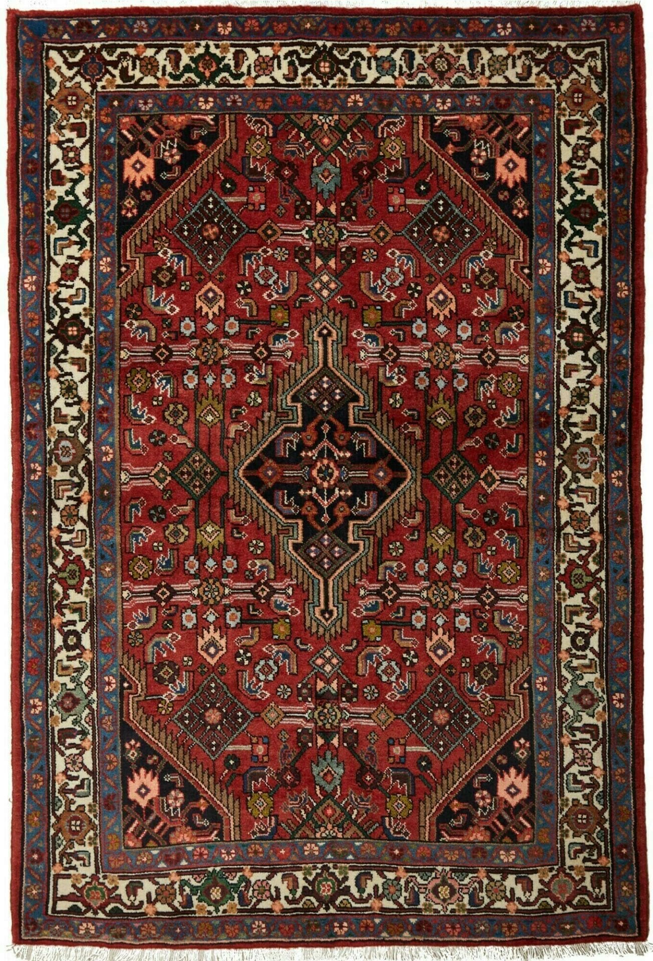 Hamadan Teppich 133 x 195cm, Herati-Muster, Schurwolle, handgeknüpft
