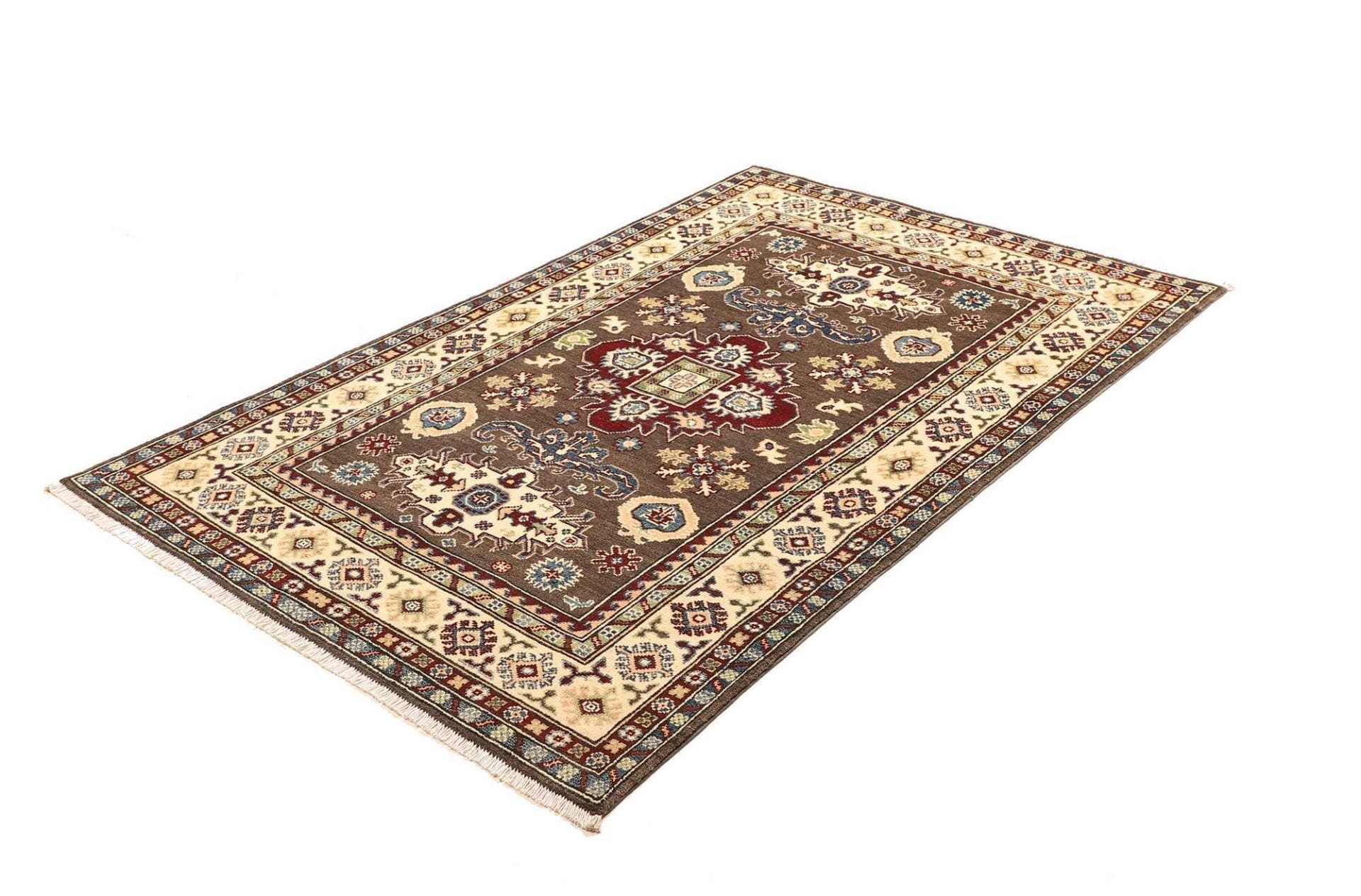 Kazak Orientteppich 122 x 187 cm mit geometrischen Mustern, handgeknüpft