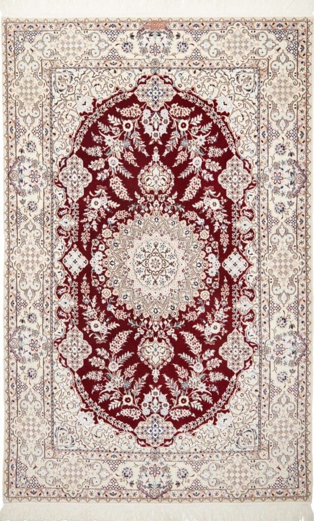 Nain Teppich 129x201cm, florales Muster, handgeknüpft, Perserteppich