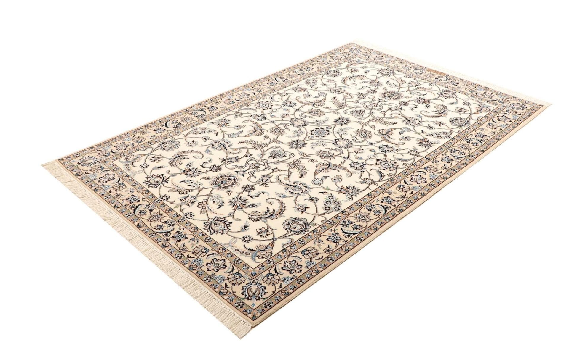 Nain Teppich 134 x 195cm, handgeknüpft, florales Design, Perserteppich