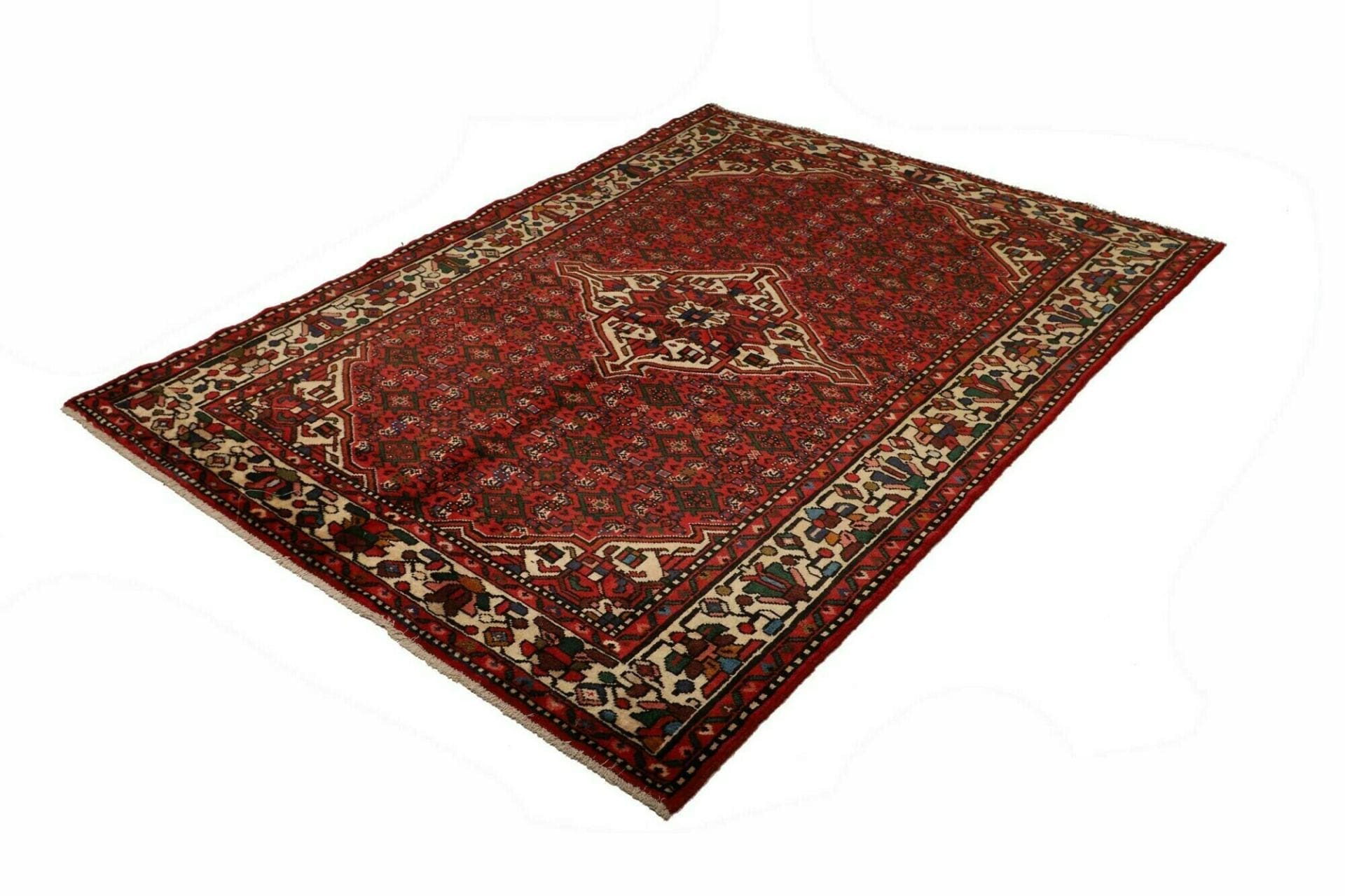 Hamadan Teppich 151 x 199cm, Schurwolle, Herati-Muster, handgeknüpft